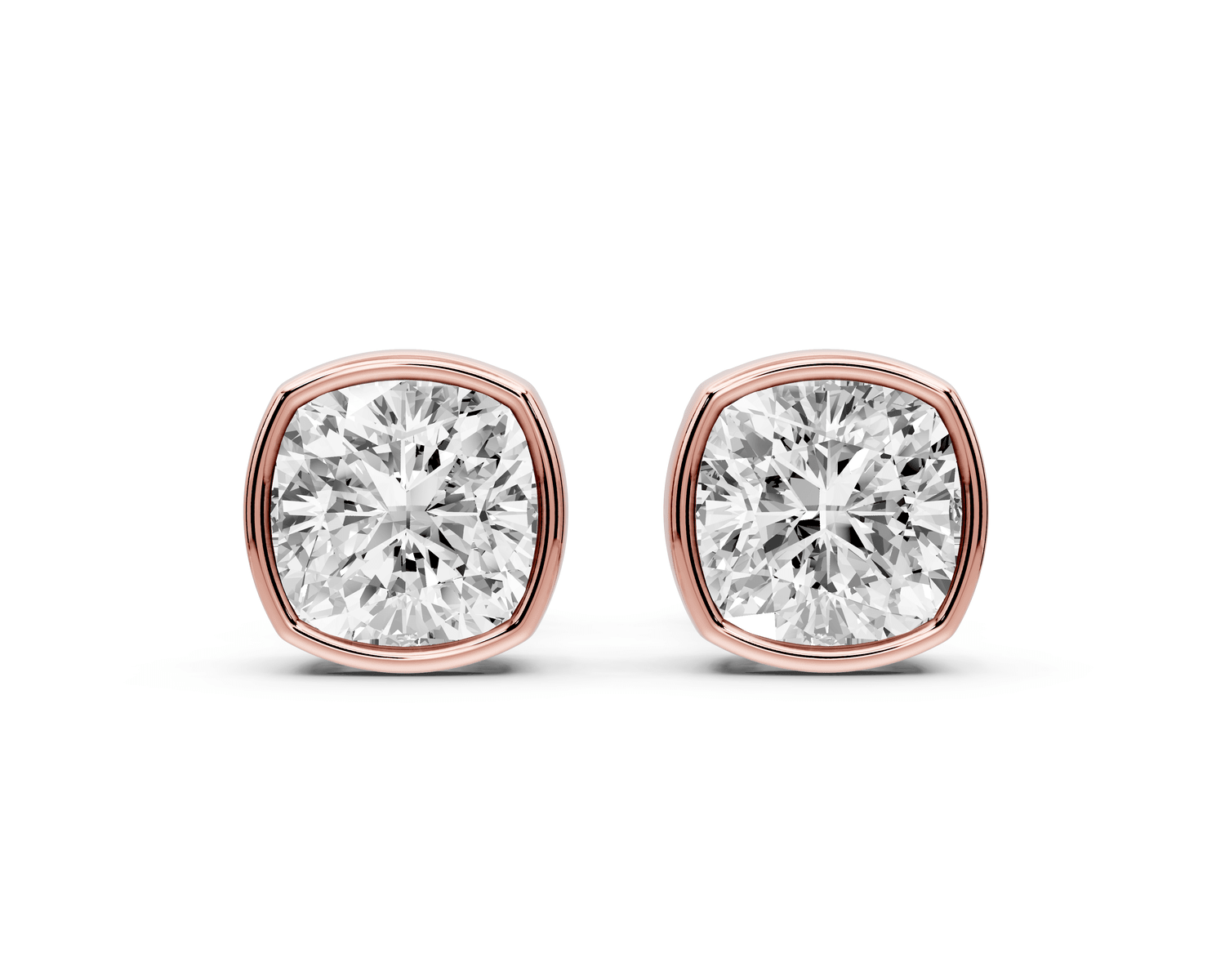 Noa - 2ct 14k rose gold Cushion - Cut Diamond Stud Earrings - Mr. Alex Jewelry