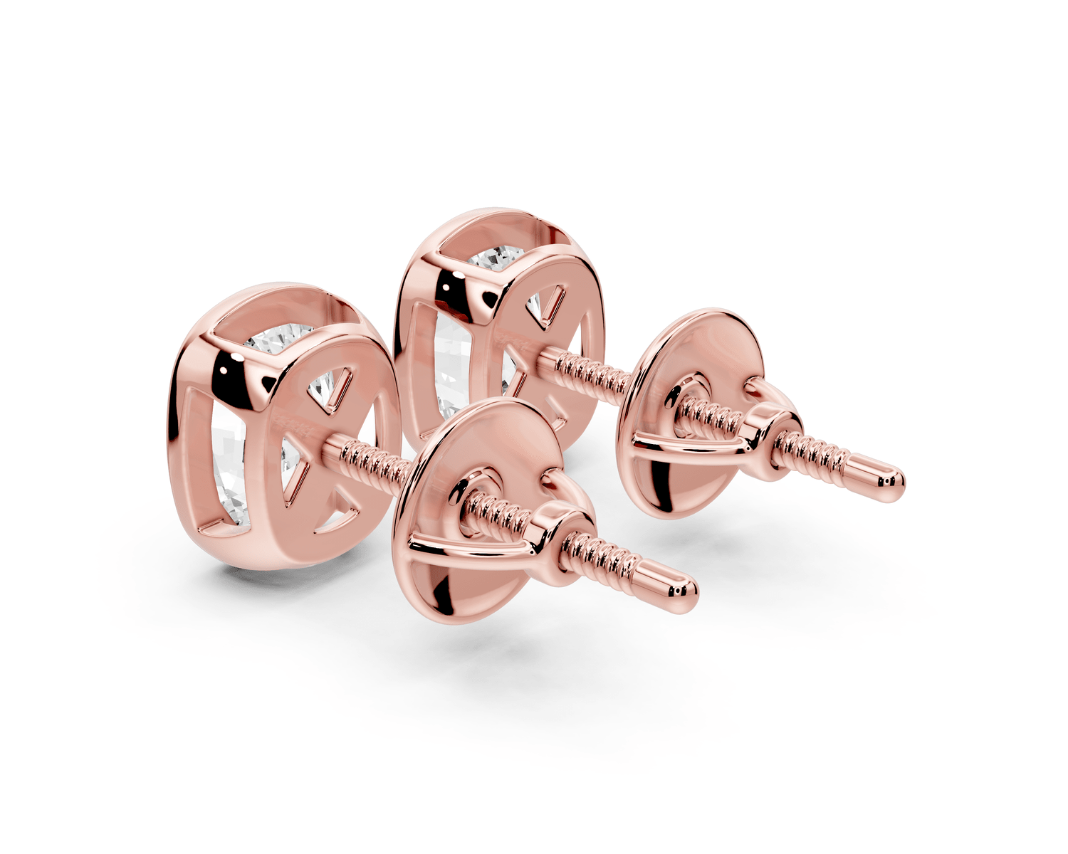 Noa - 2ct 14k rose gold Elgcushion - Cut Diamond Stud Earrings - Mr. Alex Jewelry