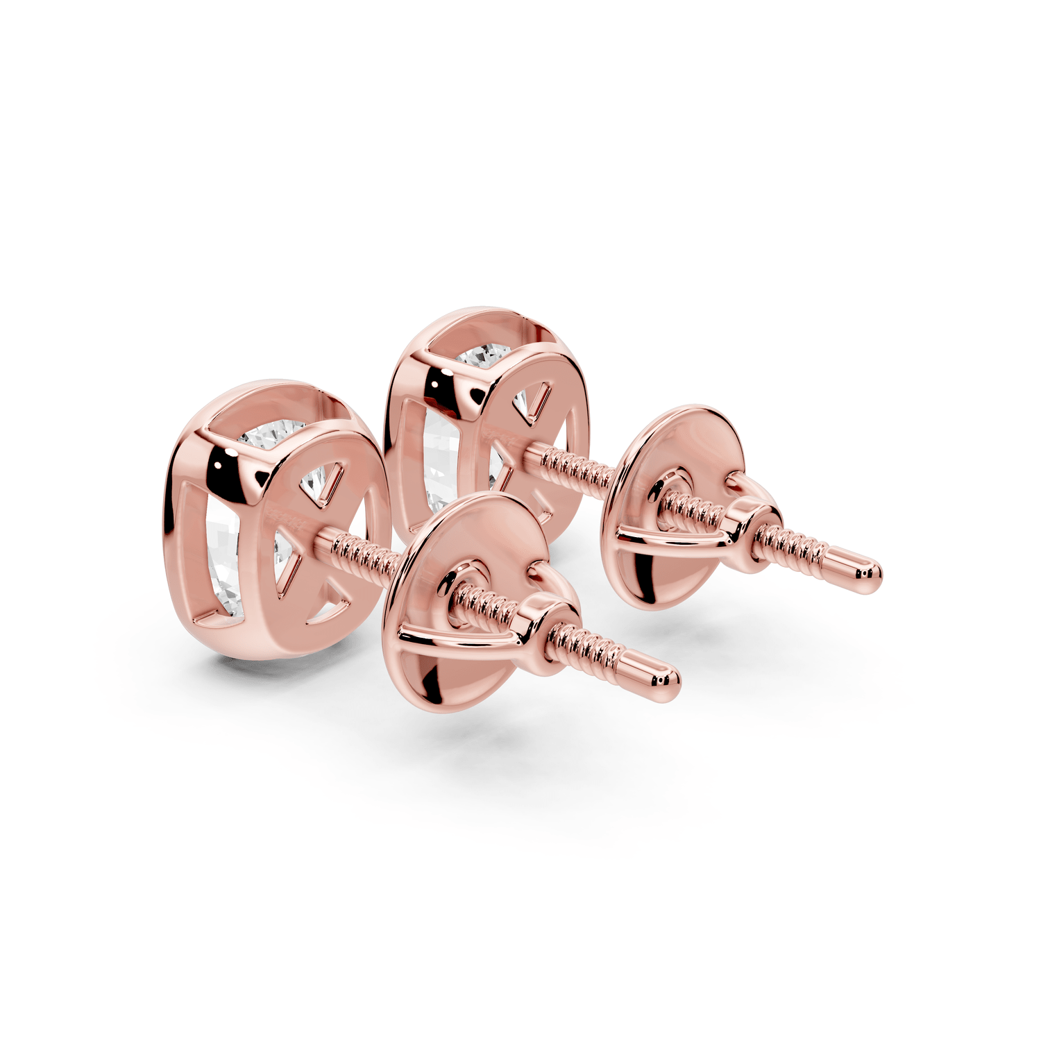 Noa - 2ct 14k rose gold Elgcushion - Cut Diamond Stud Earrings - Mr. Alex Jewelry
