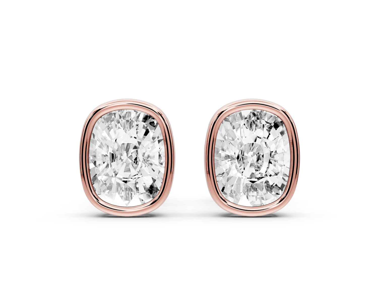 Noa - 2ct 14k rose gold Elgcushion - Cut Diamond Stud Earrings - Mr. Alex Jewelry