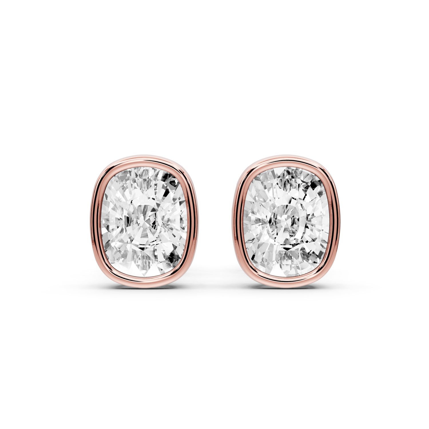 Noa - 2ct 14k rose gold Elgcushion - Cut Diamond Stud Earrings - Mr. Alex Jewelry