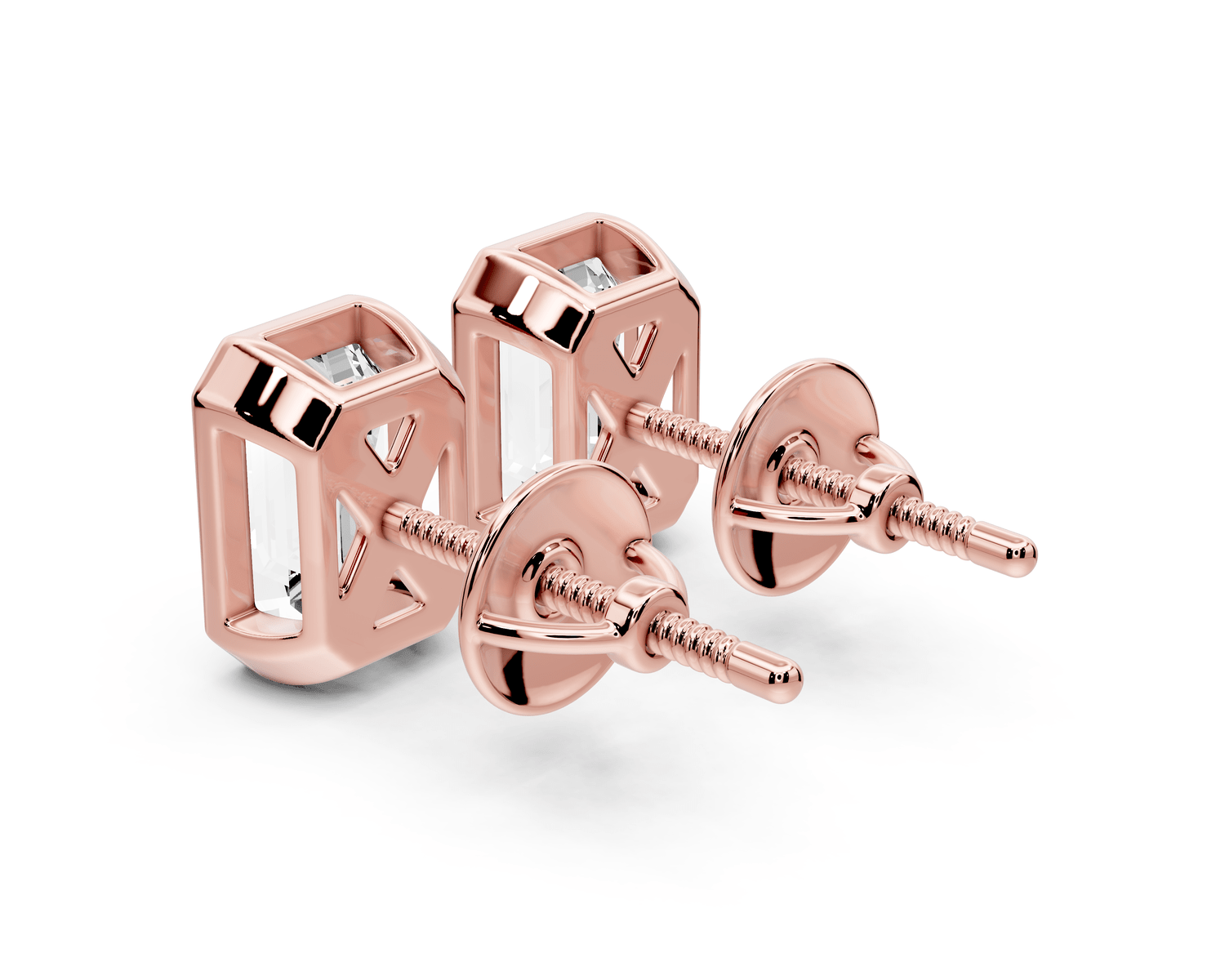 Noa - 2ct 14k rose gold Emerald - Cut Diamond Stud Earrings - Mr. Alex Jewelry