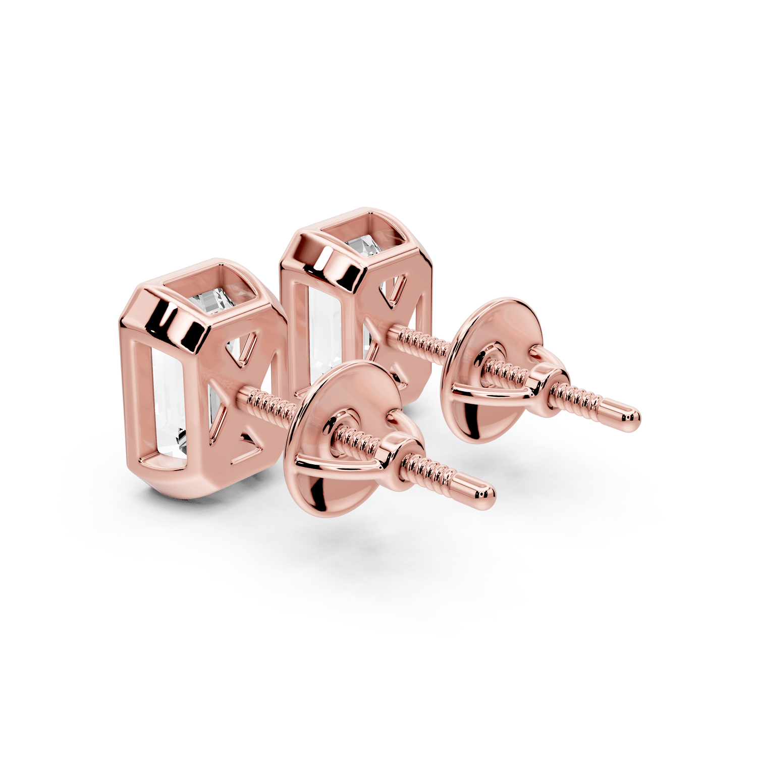 Noa - 2ct 14k rose gold Emerald - Cut Diamond Stud Earrings - Mr. Alex Jewelry