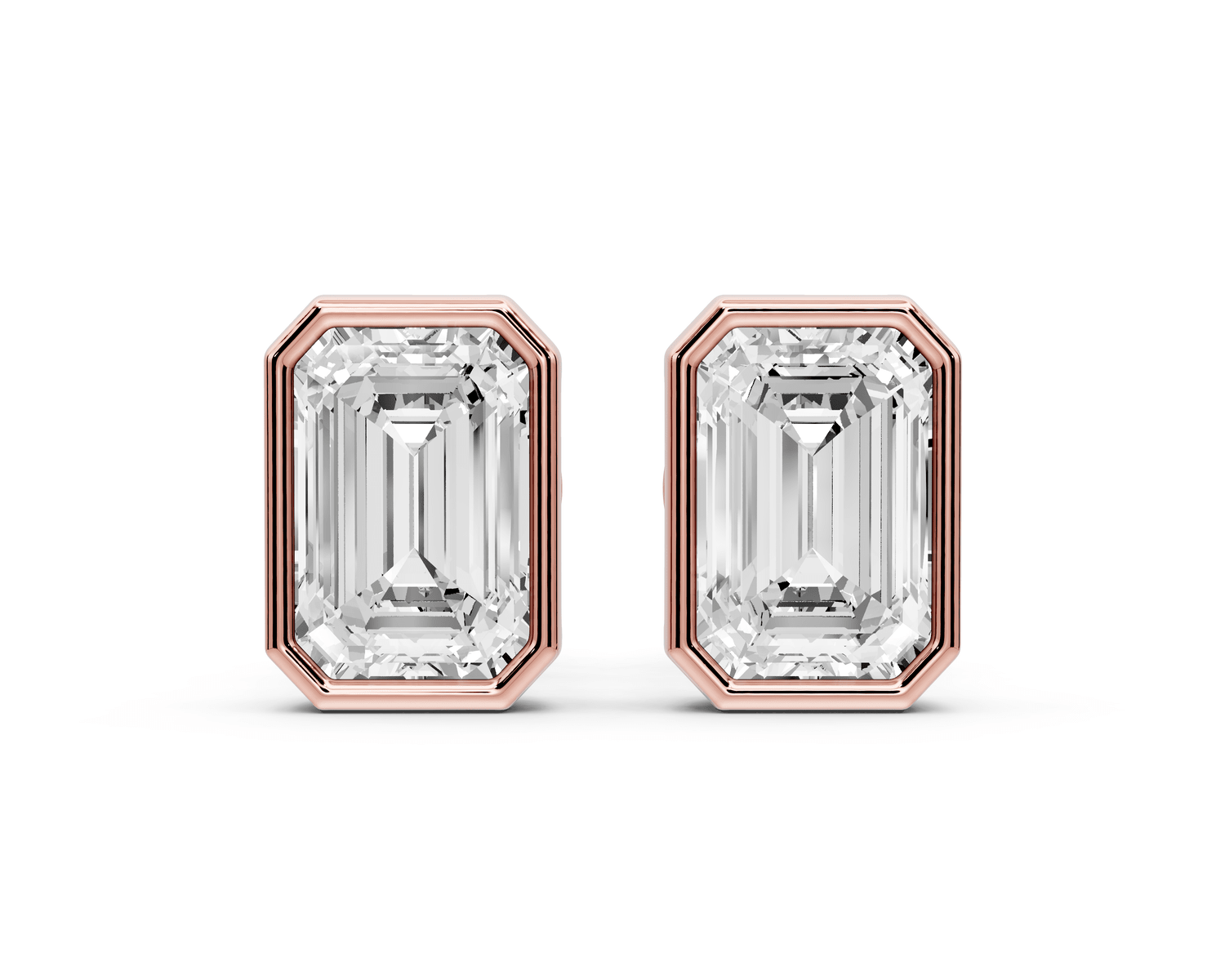 Noa - 2ct 14k rose gold Emerald - Cut Diamond Stud Earrings - Mr. Alex Jewelry