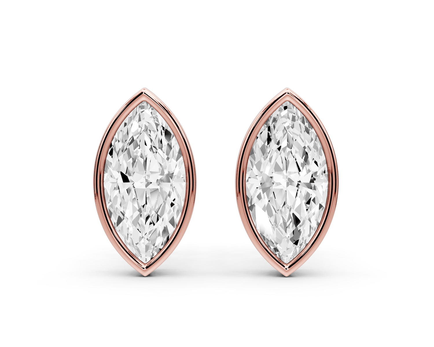 Noa - 2ct 14k rose gold Marquise - Cut Diamond Stud Earrings - Mr. Alex Jewelry
