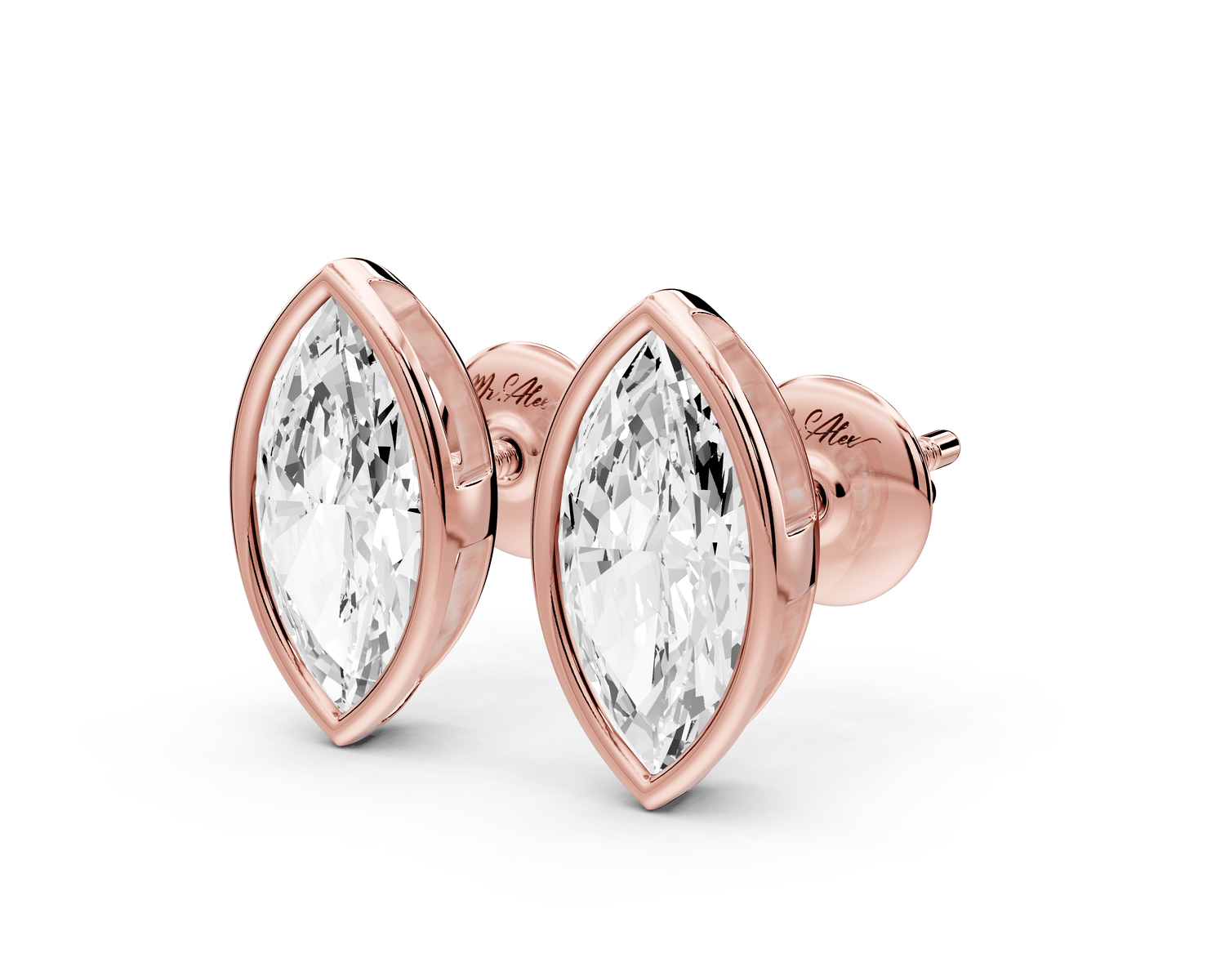 Noa - 2ct 14k rose gold Marquise - Cut Diamond Stud Earrings - Mr. Alex Jewelry