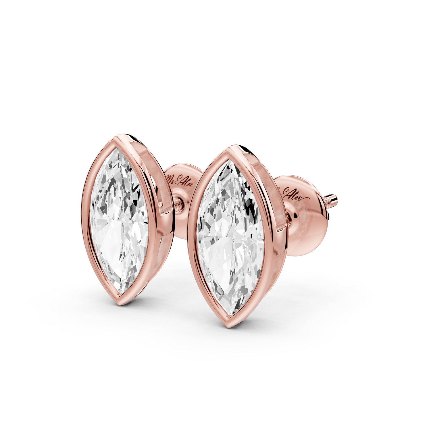 Noa - 2ct 14k rose gold Marquise - Cut Diamond Stud Earrings - Mr. Alex Jewelry