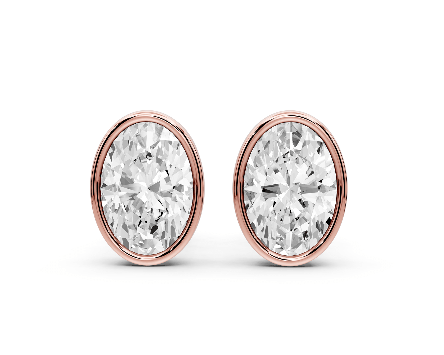 Noa - 2ct 14k rose gold Oval - Cut Diamond Stud Earrings - Mr. Alex Jewelry