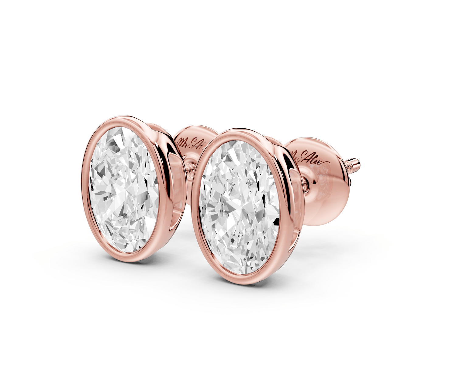 Noa - 2ct 14k rose gold Oval - Cut Diamond Stud Earrings - Mr. Alex Jewelry