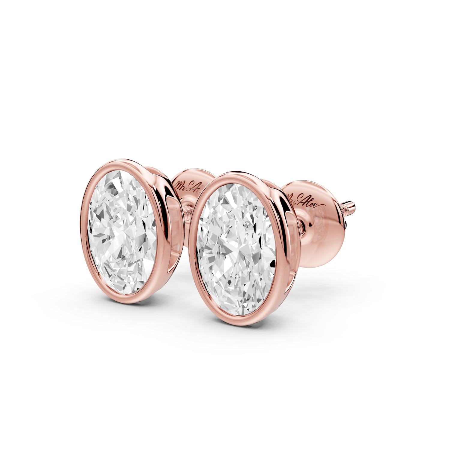 Noa - 2ct 14k rose gold Oval - Cut Diamond Stud Earrings - Mr. Alex Jewelry