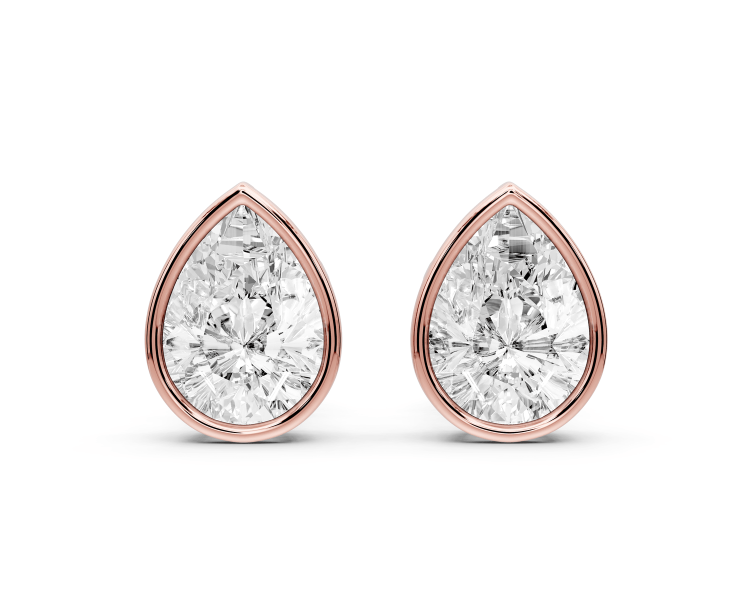 Noa - 2ct 14k rose gold Pear - Cut Diamond Stud Earrings - Mr. Alex Jewelry