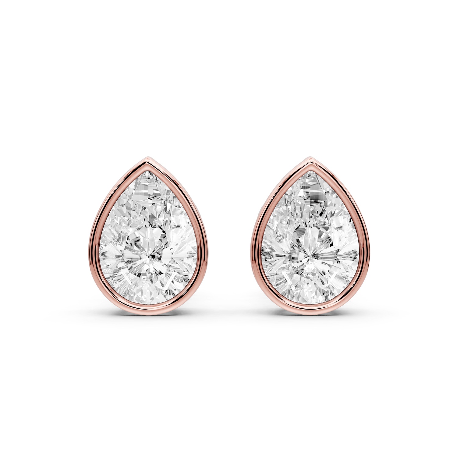 Noa - 2ct 14k rose gold Pear - Cut Diamond Stud Earrings - Mr. Alex Jewelry