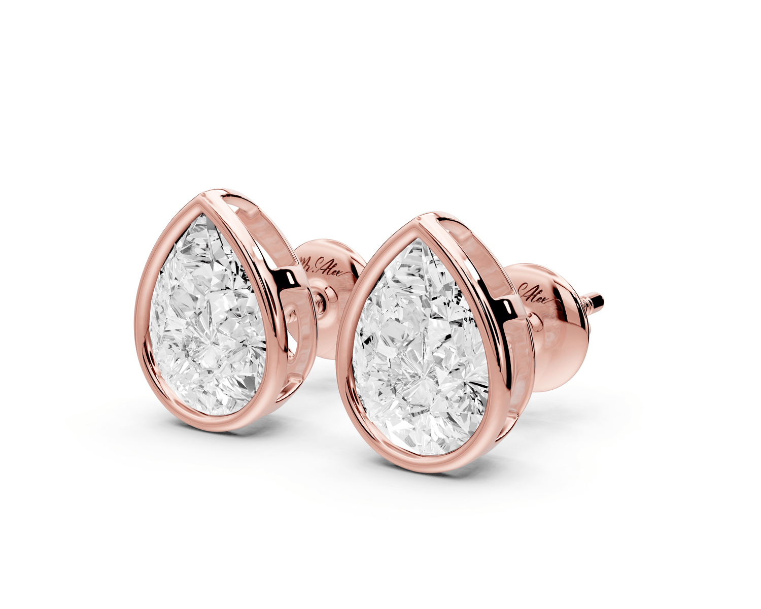 Noa - 2ct 14k rose gold Pear - Cut Diamond Stud Earrings - Mr. Alex Jewelry