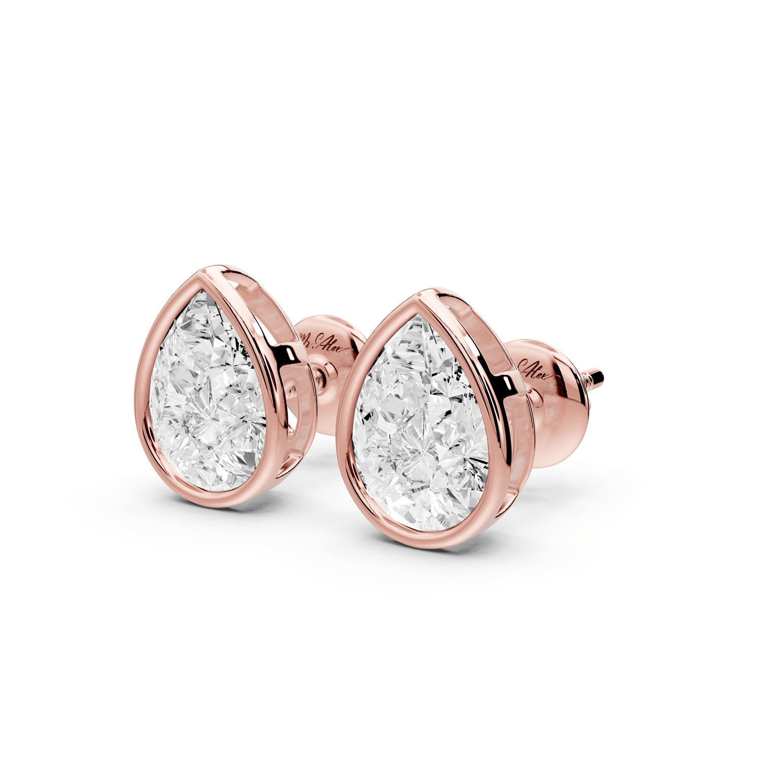 Noa - 2ct 14k rose gold Pear - Cut Diamond Stud Earrings - Mr. Alex Jewelry