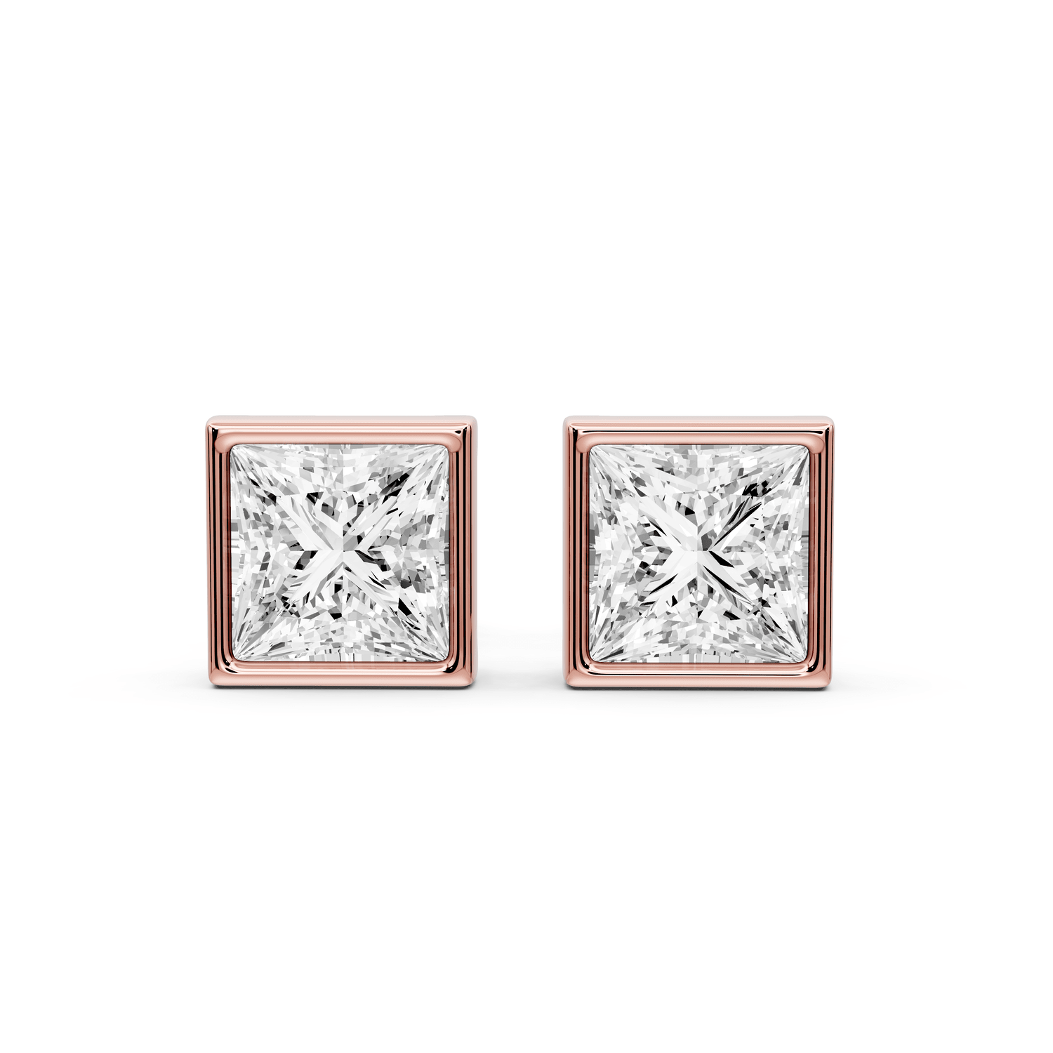 Noa - 2ct 14k rose gold Princess - Cut Diamond Stud Earrings - Mr. Alex Jewelry