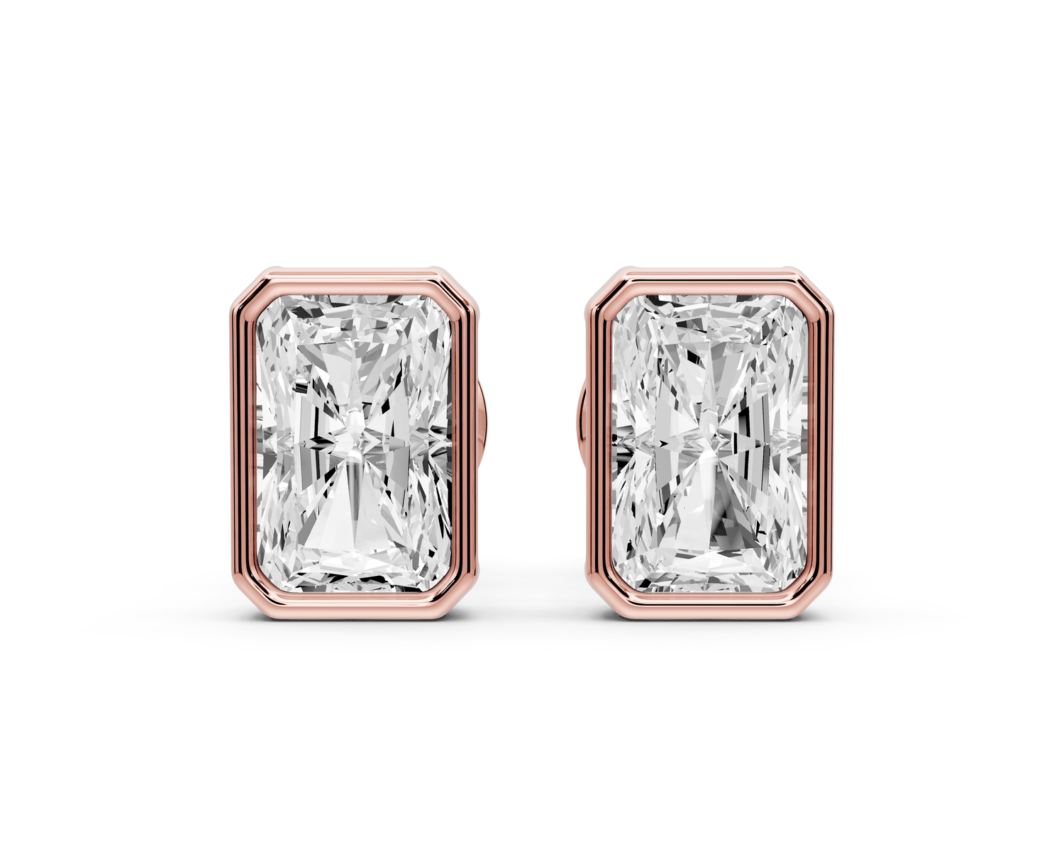 Noa - 2ct 14k rose gold Radiant - Cut Diamond Stud Earrings - Mr. Alex Jewelry