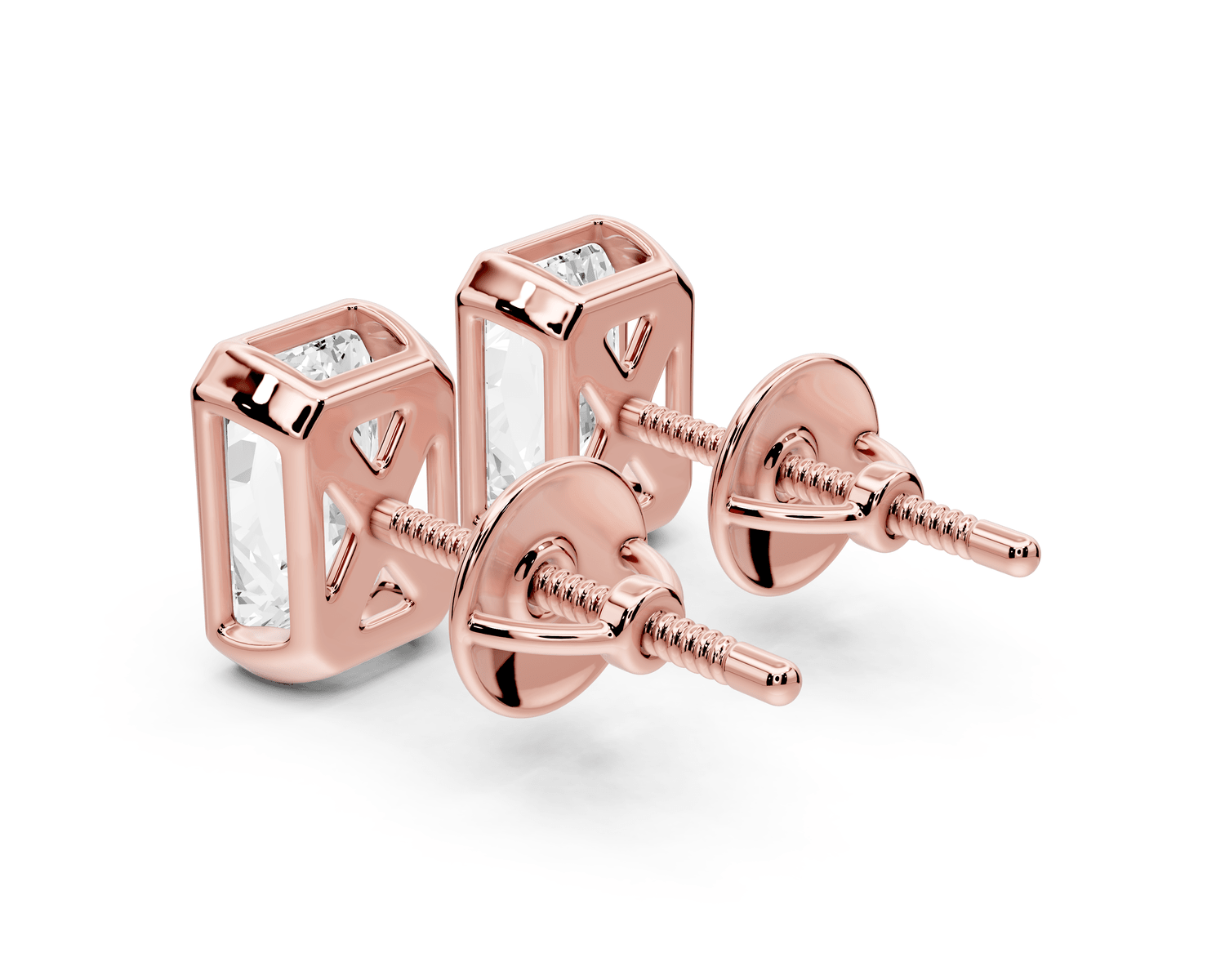 Noa - 2ct 14k rose gold Radiant - Cut Diamond Stud Earrings - Mr. Alex Jewelry