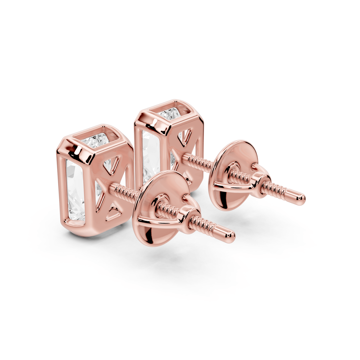 Noa - 2ct 14k rose gold Radiant - Cut Diamond Stud Earrings - Mr. Alex Jewelry
