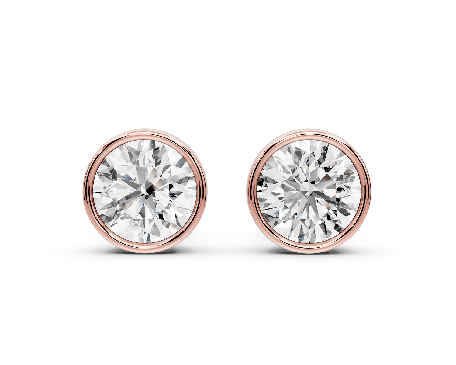 Noa - 2ct 14k rose gold Round - Cut Diamond Stud Earrings - Mr. Alex Jewelry
