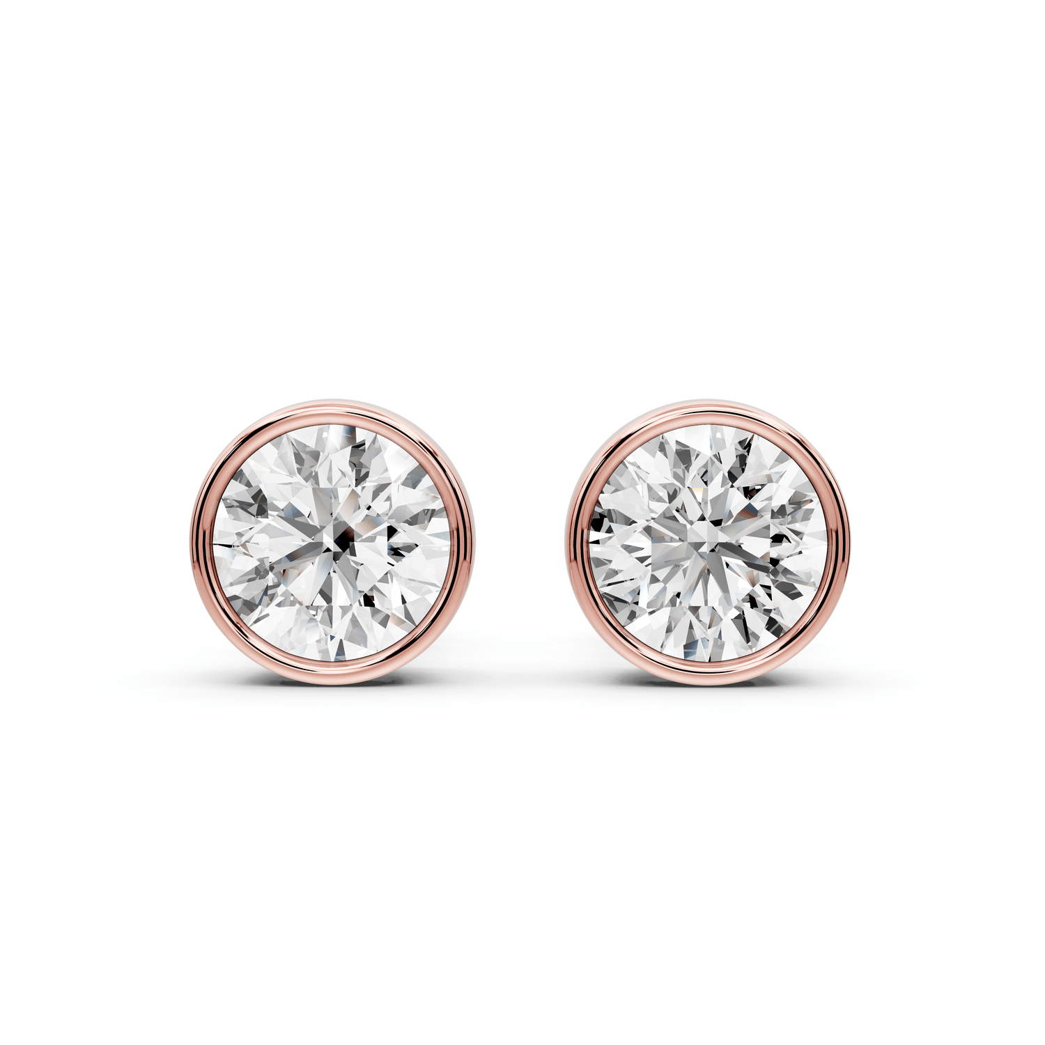 Noa - 2ct 14k rose gold Round - Cut Diamond Stud Earrings - Mr. Alex Jewelry