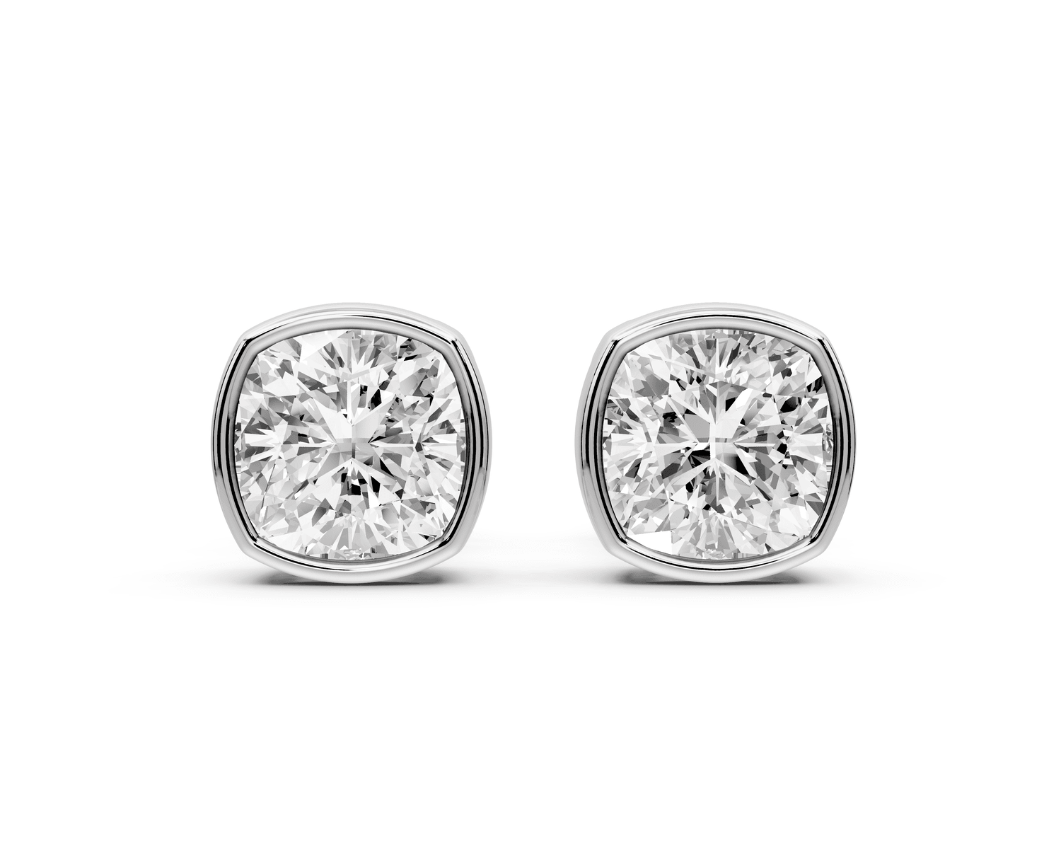 Noa - 2ct 14k white gold Cushion - Cut Diamond Stud Earrings - Mr. Alex Jewelry