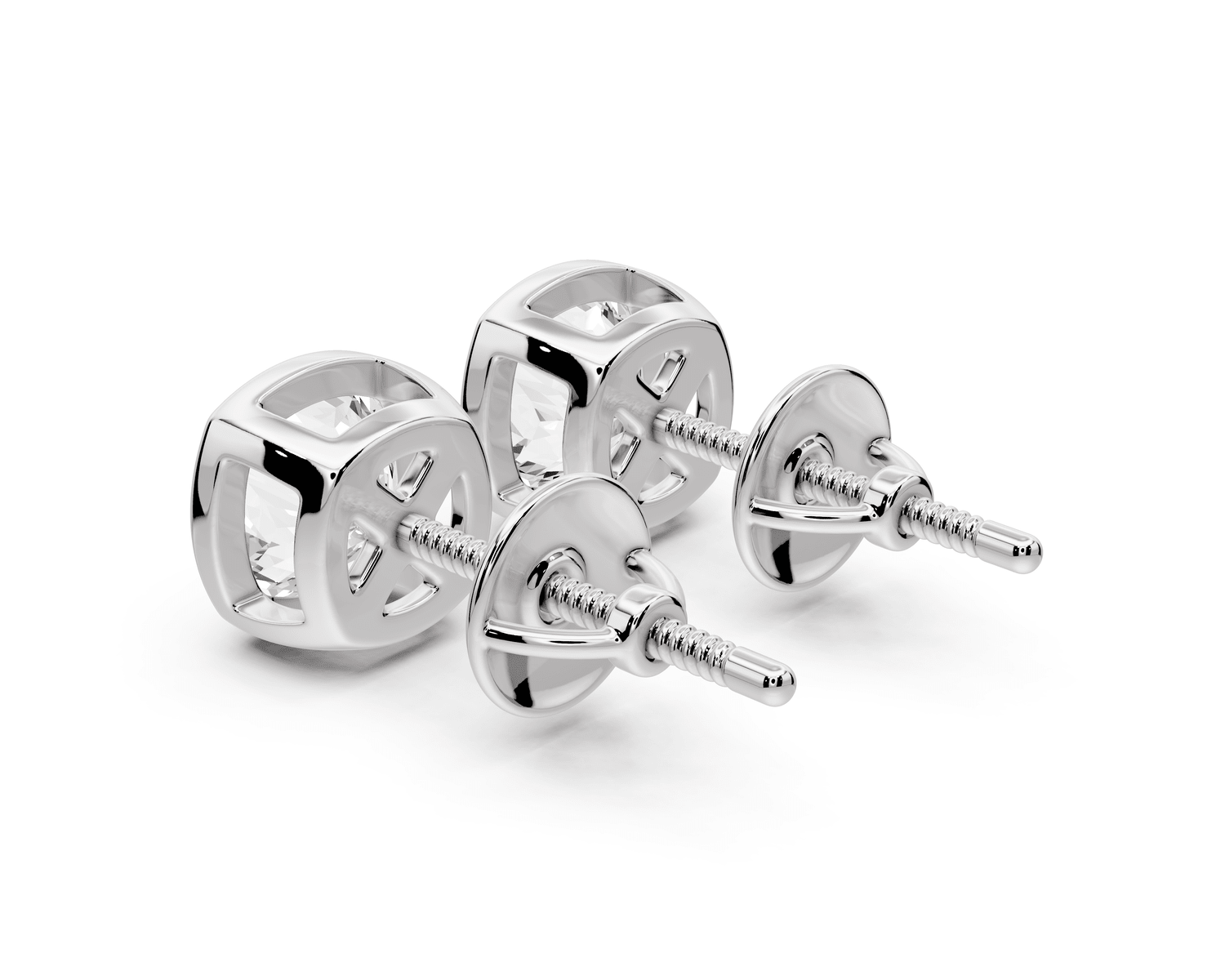 Noa - 2ct 14k white gold Cushion - Cut Diamond Stud Earrings - Mr. Alex Jewelry