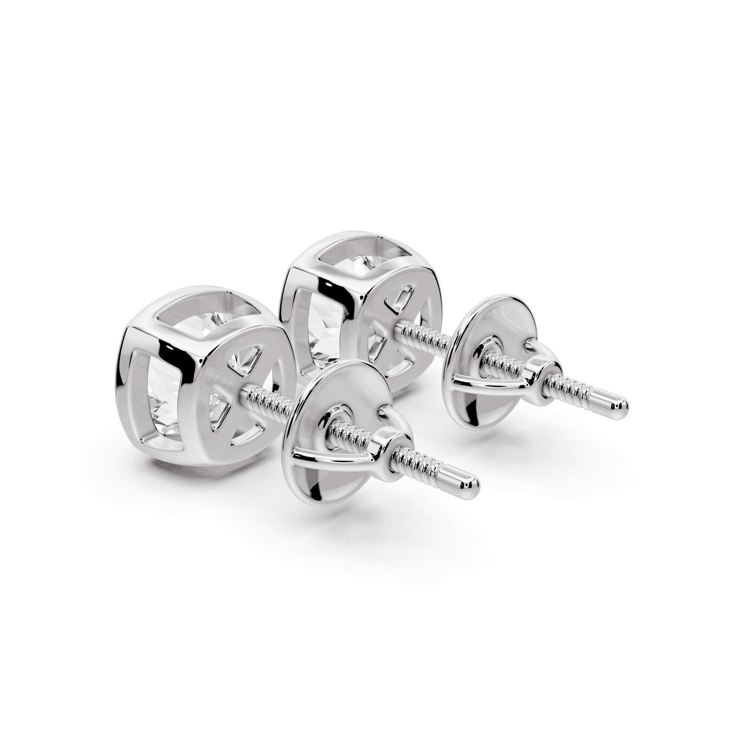 Noa - 2ct 14k white gold Cushion - Cut Diamond Stud Earrings - Mr. Alex Jewelry