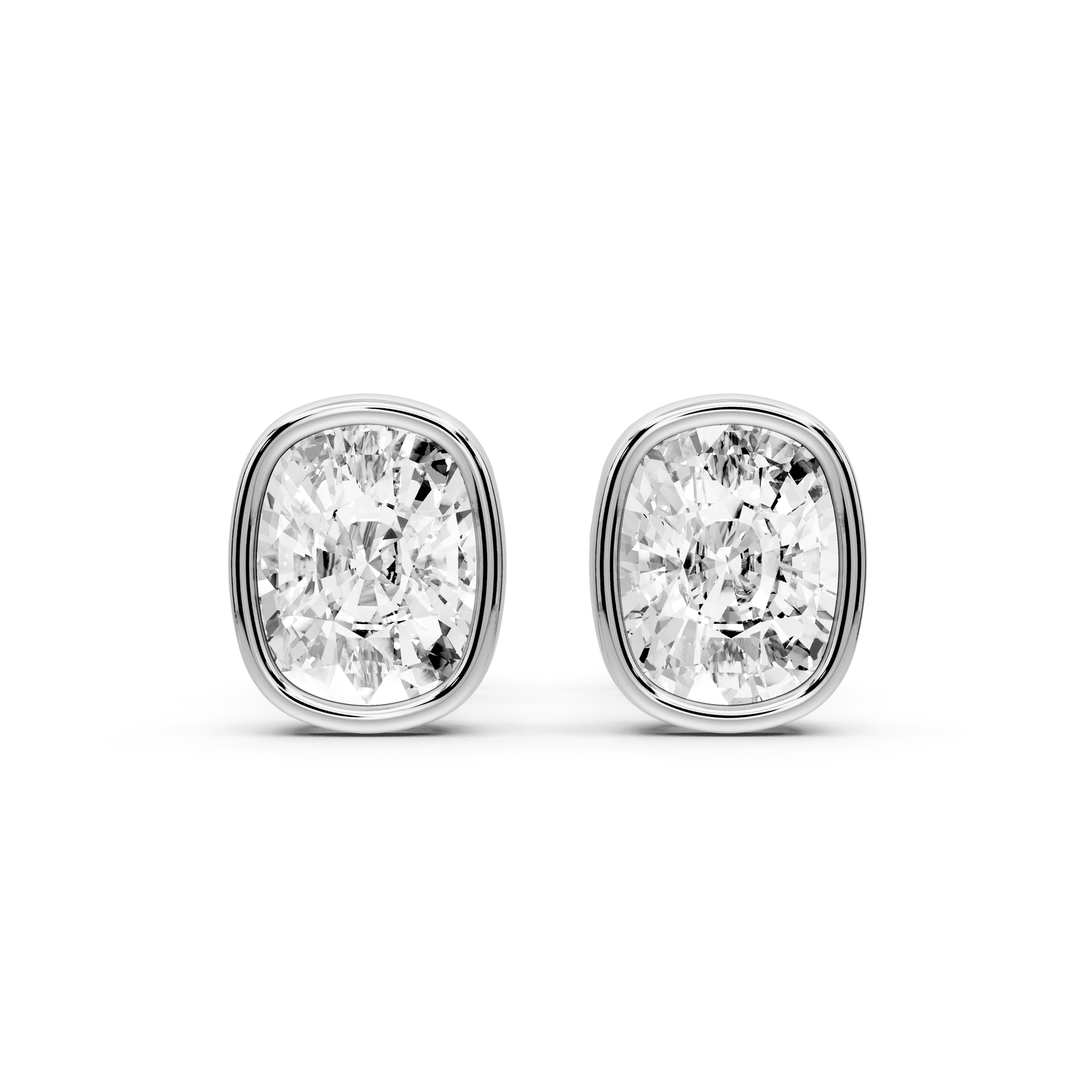 Noa - 2ct 14k white gold Elgcushion - Cut Diamond Stud Earrings - Mr. Alex Jewelry