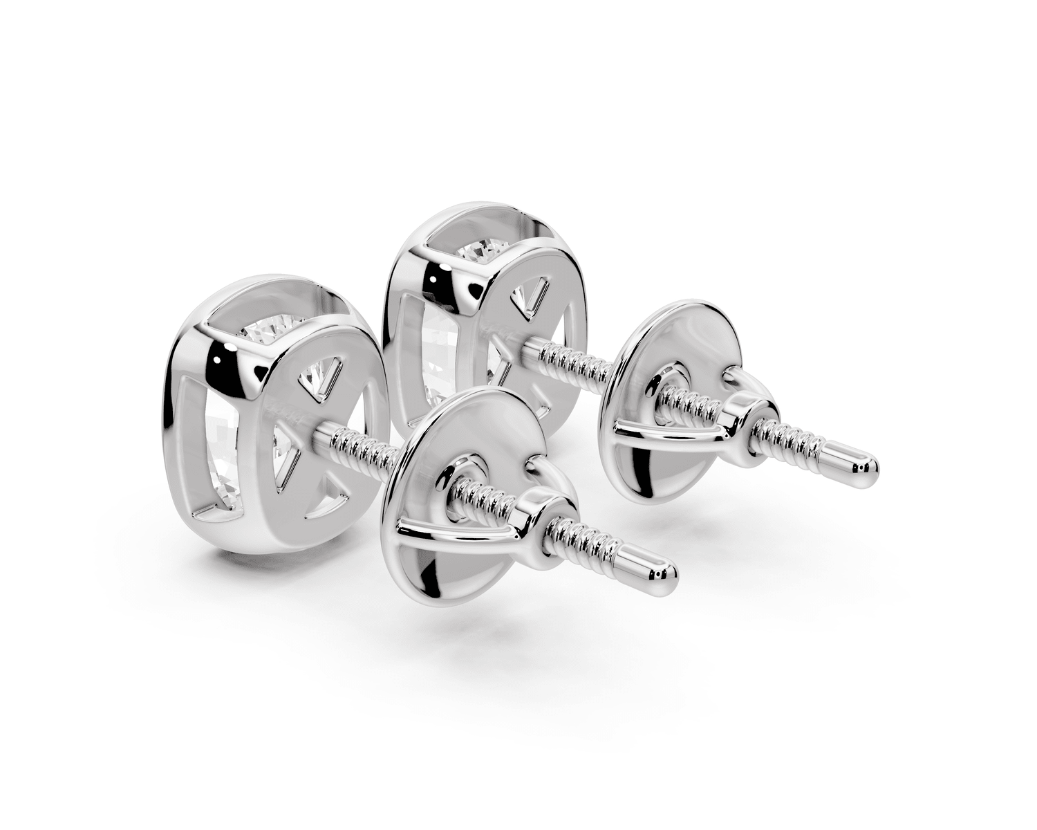 Noa - 2ct 14k white gold Elgcushion - Cut Diamond Stud Earrings - Mr. Alex Jewelry