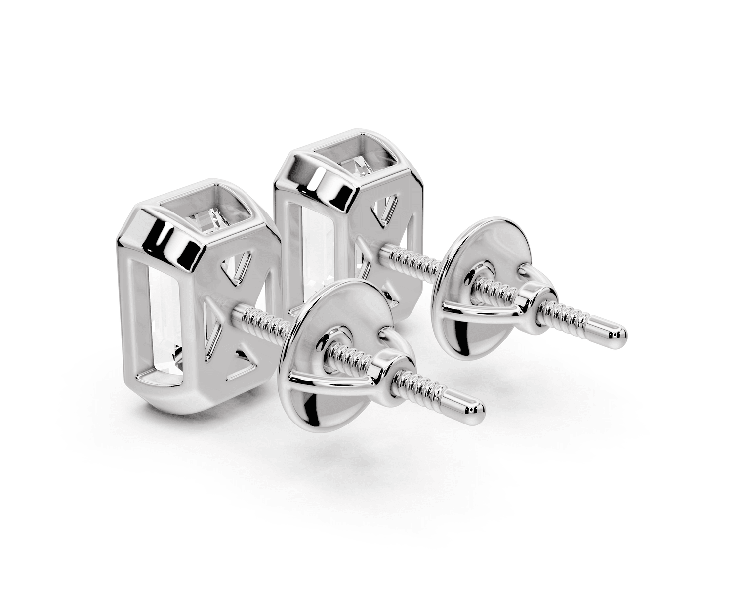 Noa - 2ct 14k white gold Emerald - Cut Diamond Stud Earrings - Mr. Alex Jewelry