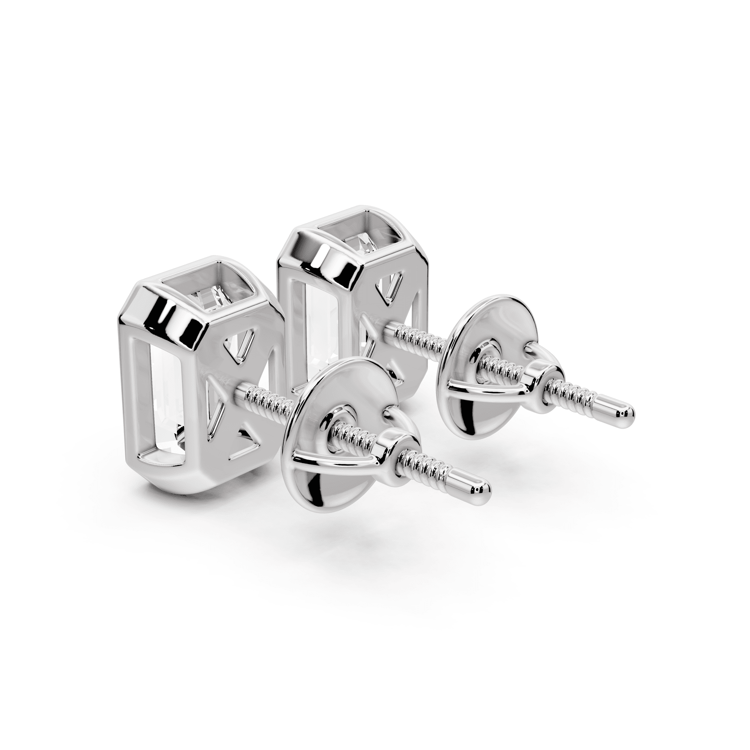 Noa - 2ct 14k white gold Emerald - Cut Diamond Stud Earrings - Mr. Alex Jewelry