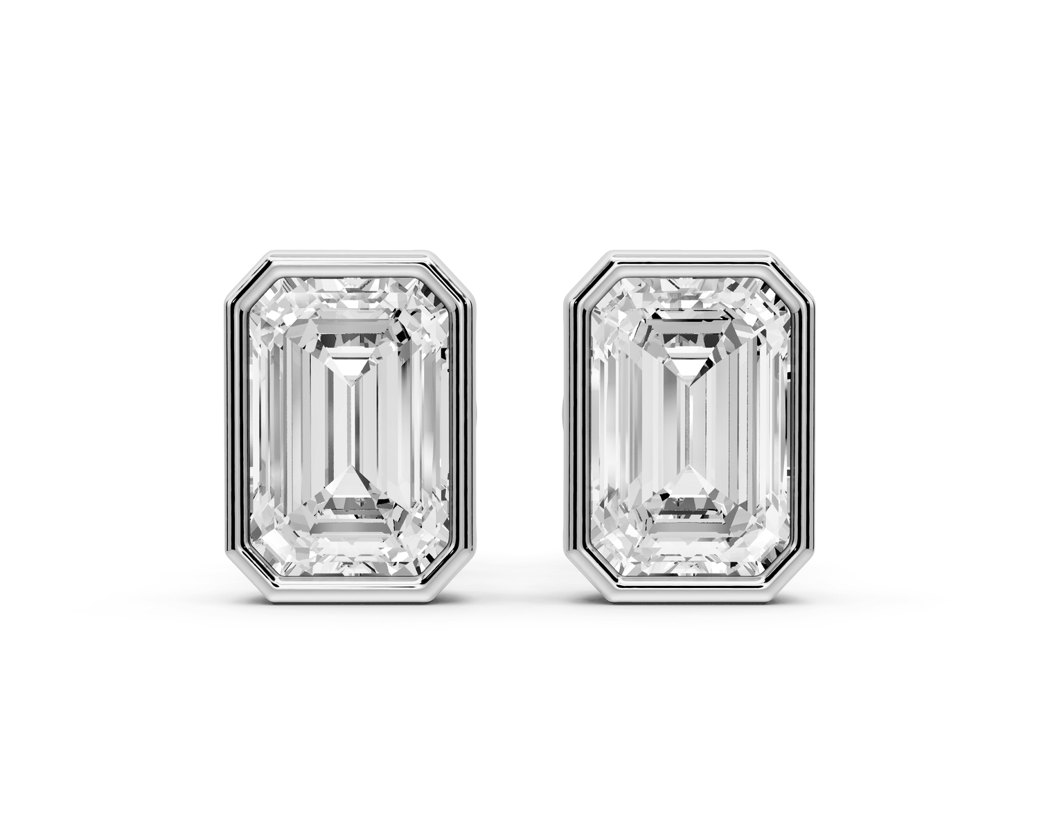 Noa - 2ct 14k white gold Emerald - Cut Diamond Stud Earrings - Mr. Alex Jewelry