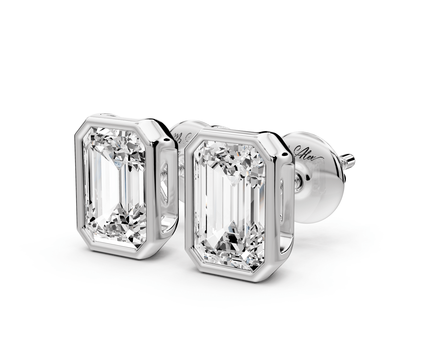 Noa - 2ct 14k white gold Emerald - Cut Diamond Stud Earrings - Mr. Alex Jewelry