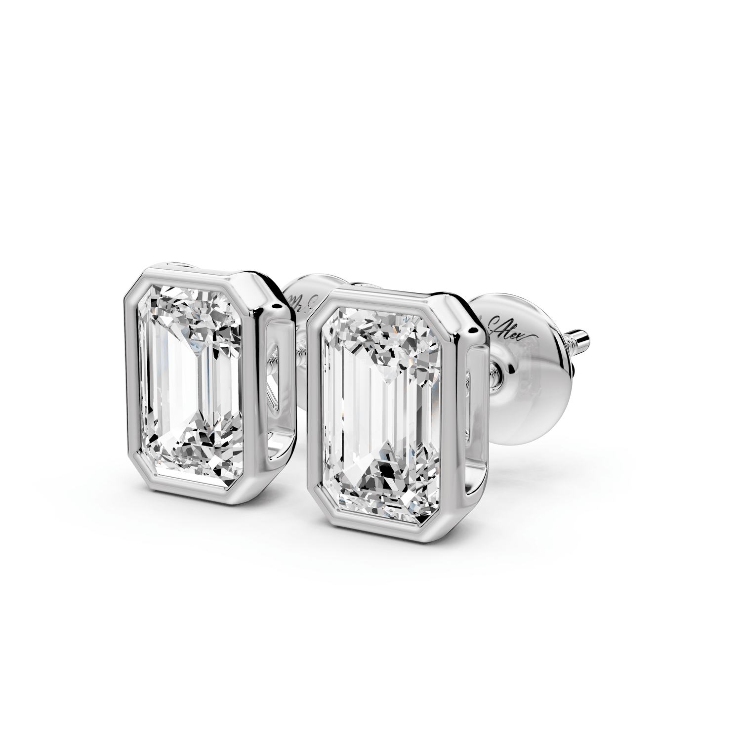 Noa - 2ct 14k white gold Emerald - Cut Diamond Stud Earrings - Mr. Alex Jewelry