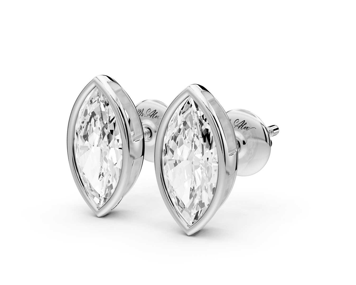 Noa - 2ct 14k white gold Marquise - Cut Diamond Stud Earrings - Mr. Alex Jewelry