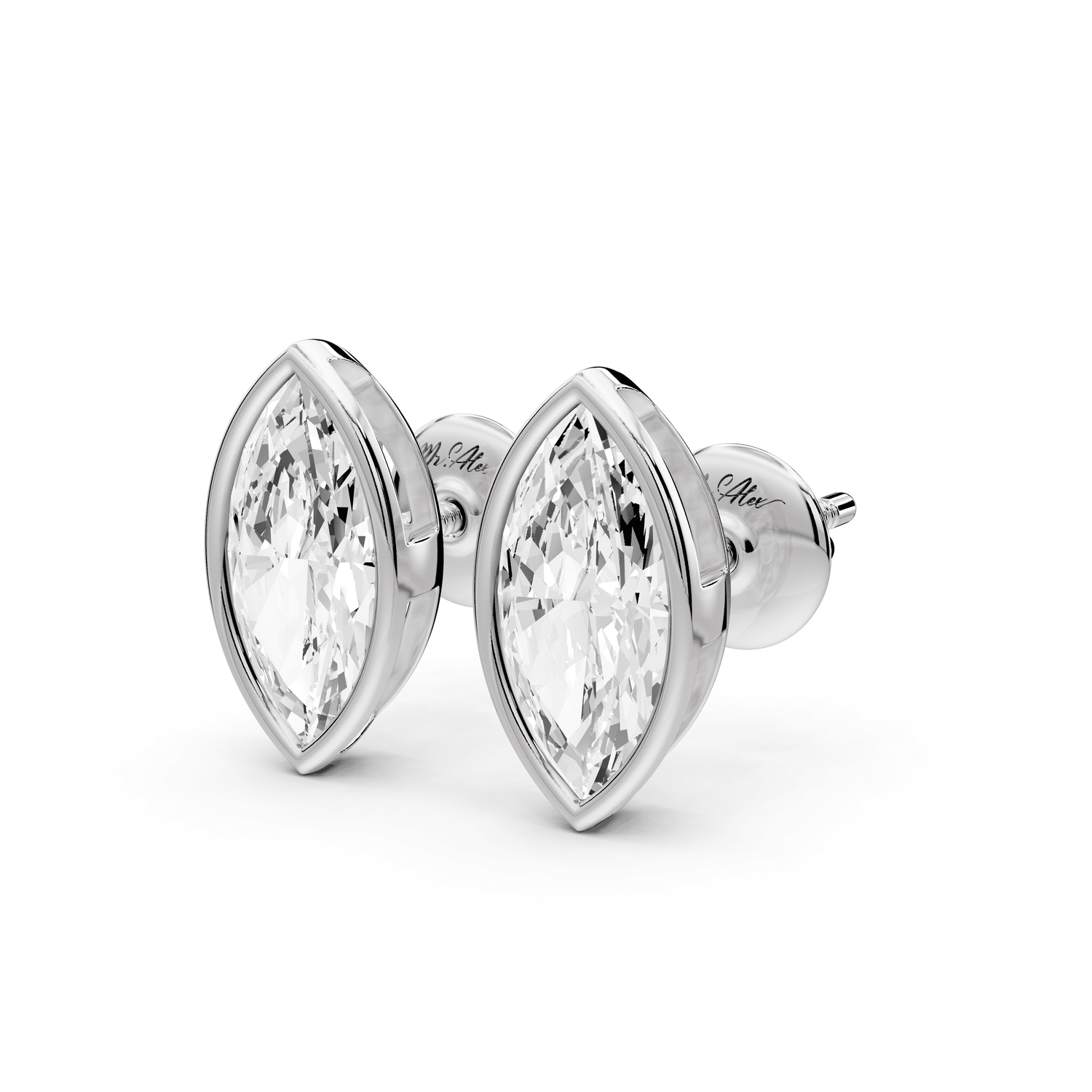 Noa - 2ct 14k white gold Marquise - Cut Diamond Stud Earrings - Mr. Alex Jewelry