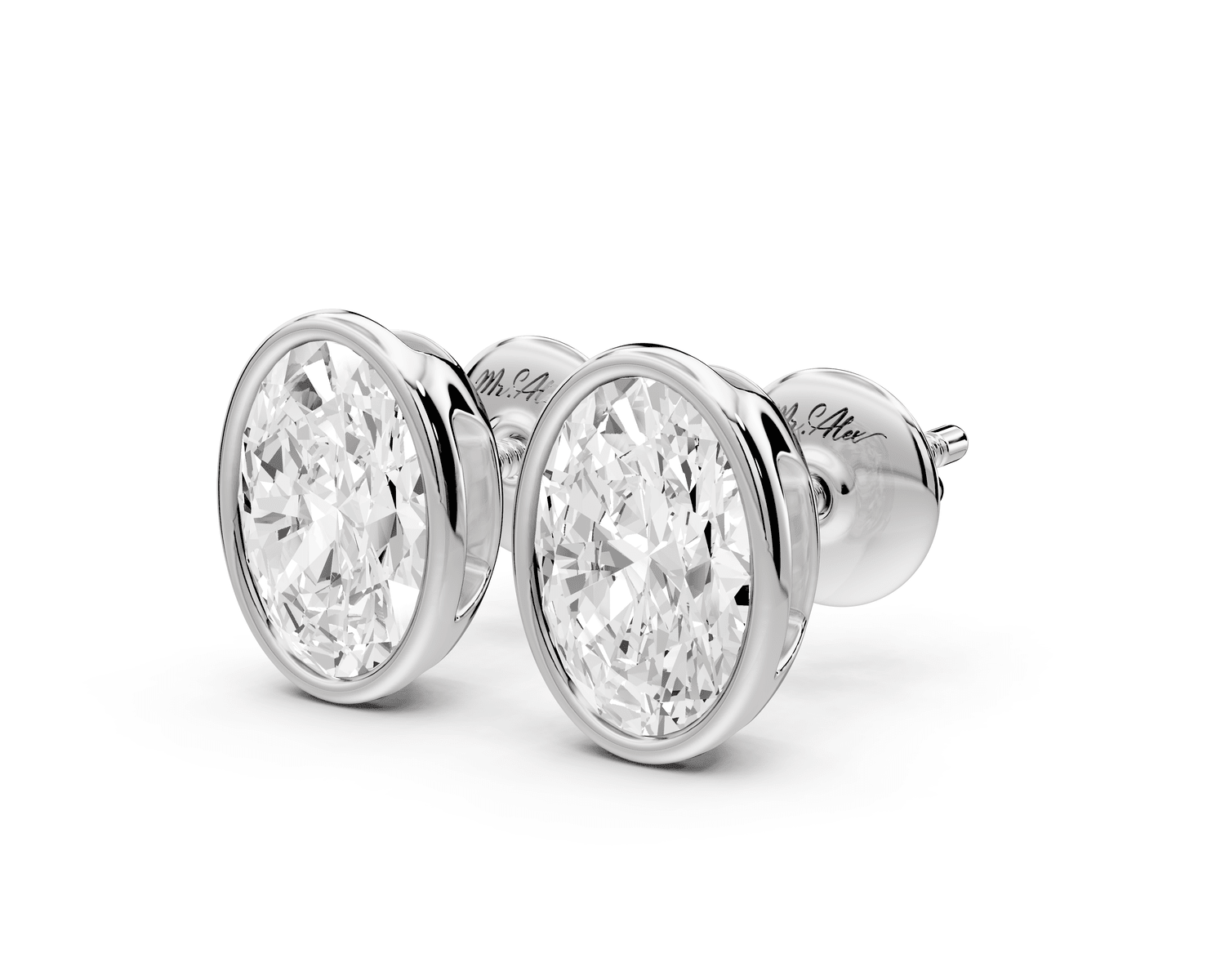 Noa - 2ct 14k white gold Oval - Cut Diamond Stud Earrings - Mr. Alex Jewelry