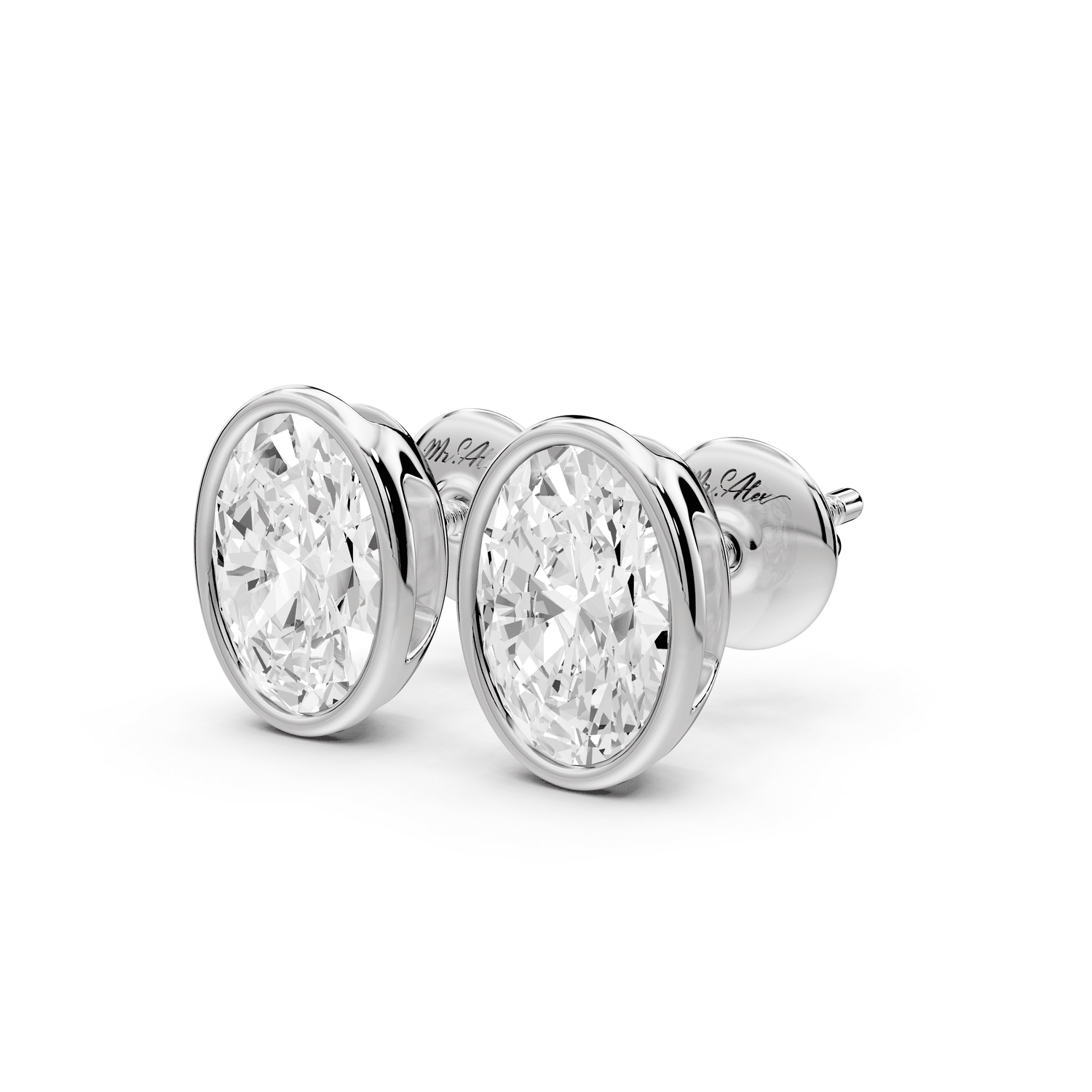 Noa - 2ct 14k white gold Oval - Cut Diamond Stud Earrings - Mr. Alex Jewelry