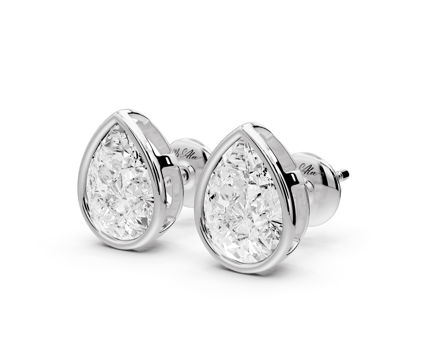 Noa - 2ct 14k white gold Pear - Cut Diamond Stud Earrings - Mr. Alex Jewelry