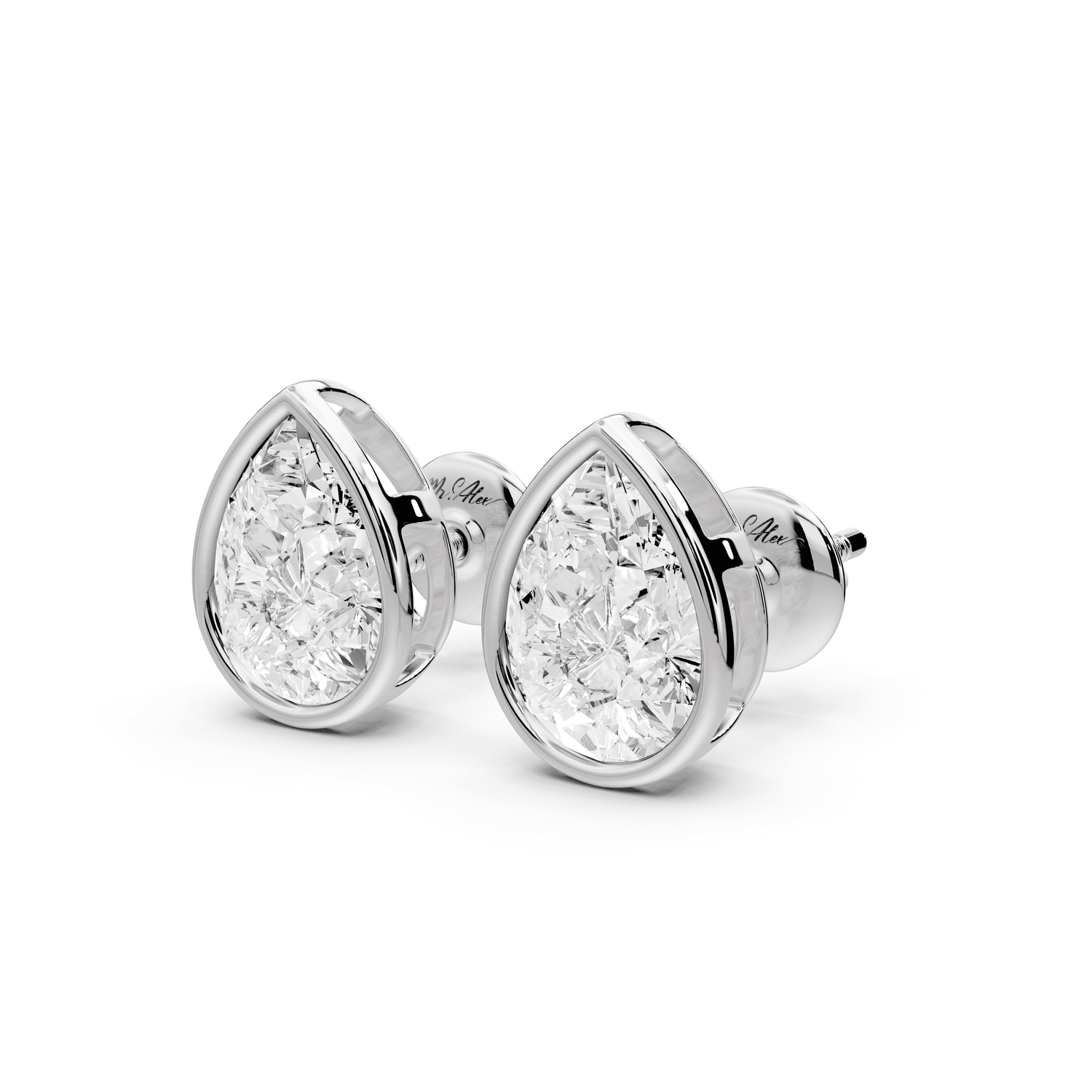 Noa - 2ct 14k white gold Pear - Cut Diamond Stud Earrings - Mr. Alex Jewelry