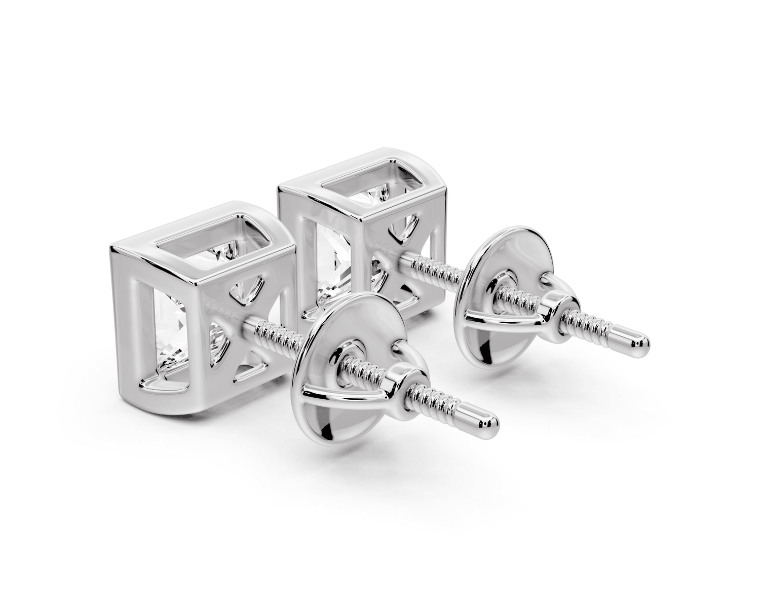 Noa - 2ct 14k white gold Princess - Cut Diamond Stud Earrings - Mr. Alex Jewelry