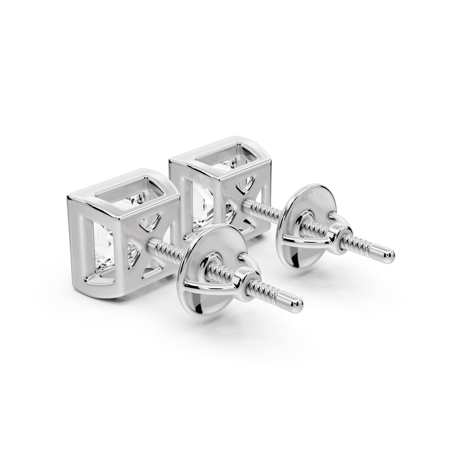 Noa - 2ct 14k white gold Princess - Cut Diamond Stud Earrings - Mr. Alex Jewelry