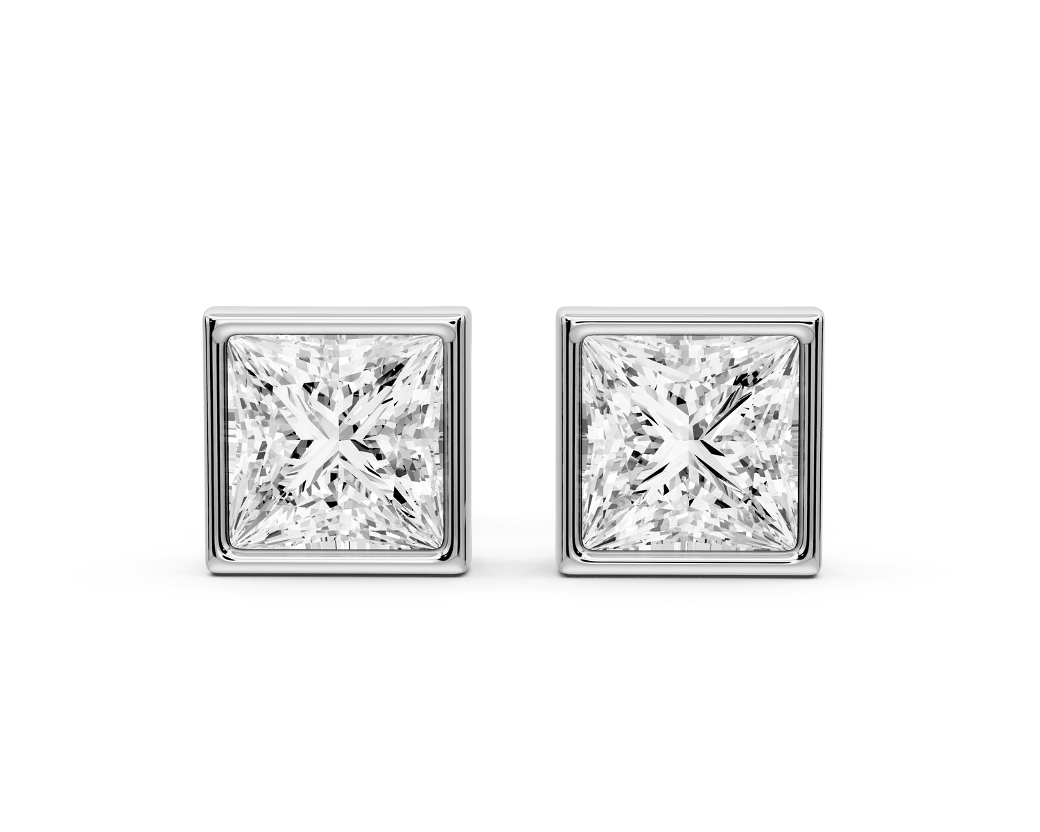 Noa - 2ct 14k white gold Princess - Cut Diamond Stud Earrings - Mr. Alex Jewelry