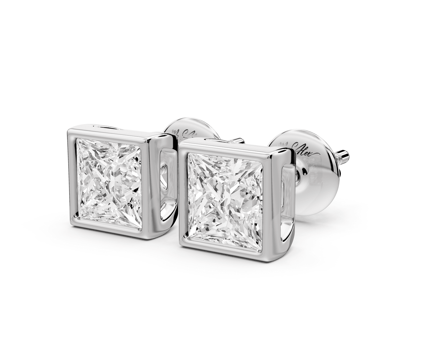 Noa - 2ct 14k white gold Princess - Cut Diamond Stud Earrings - Mr. Alex Jewelry