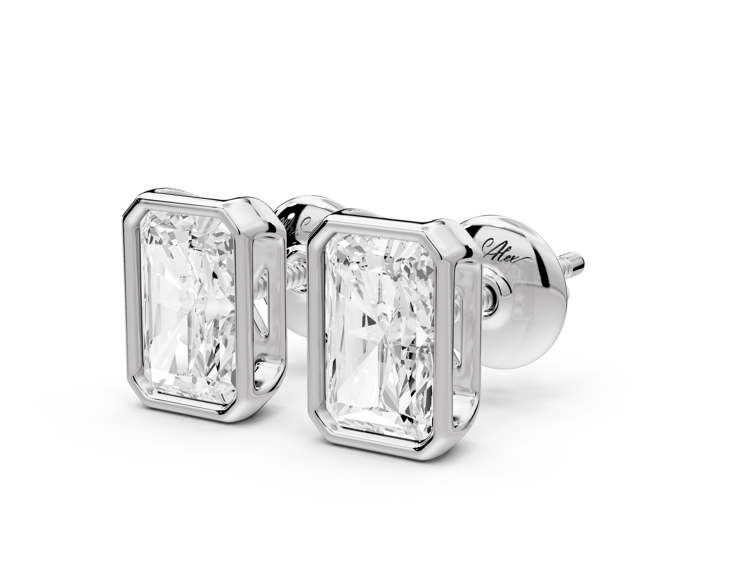 Noa - 2ct 14k white gold Radiant - Cut Diamond Stud Earrings - Mr. Alex Jewelry
