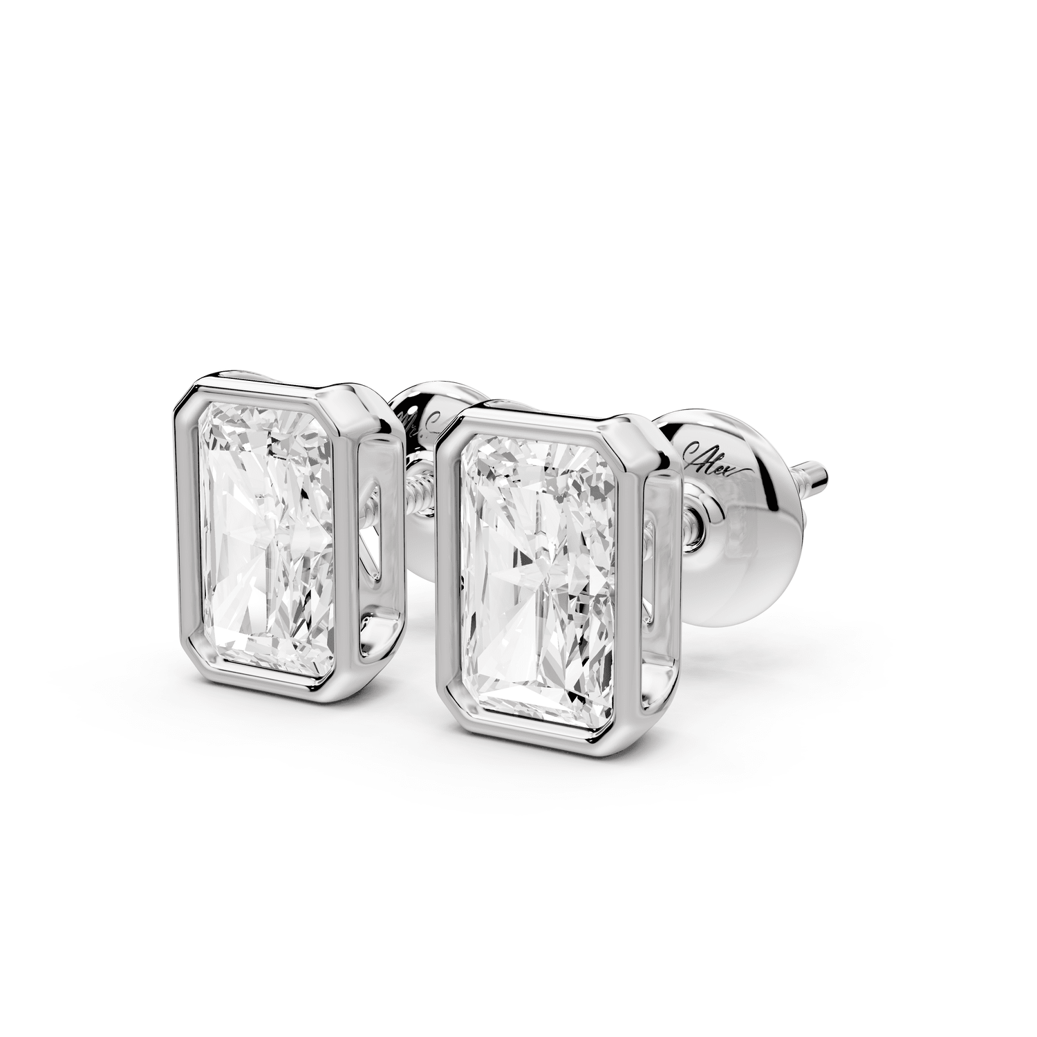 Noa - 2ct 14k white gold Radiant - Cut Diamond Stud Earrings - Mr. Alex Jewelry
