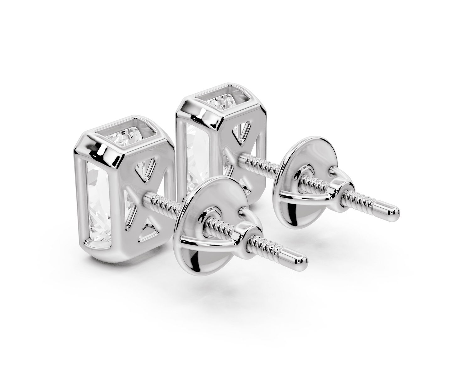 Noa - 2ct 14k white gold Radiant - Cut Diamond Stud Earrings - Mr. Alex Jewelry