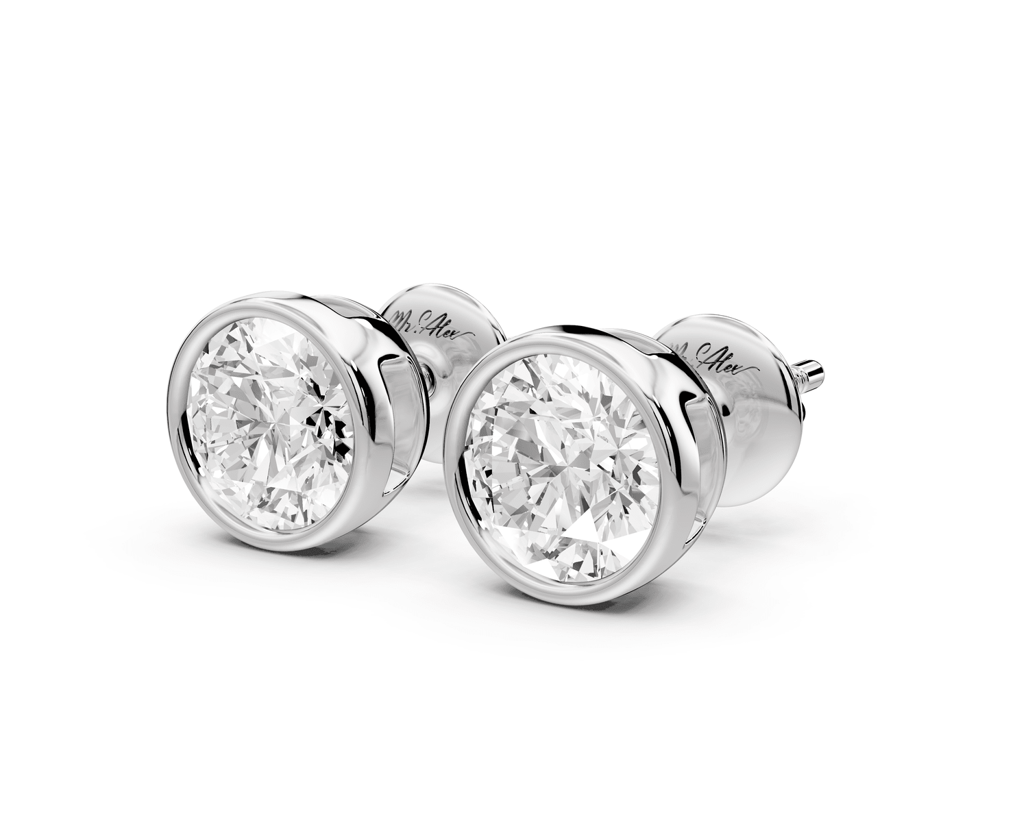 Noa - 2ct 14k white gold Round - Cut Diamond Stud Earrings - Mr. Alex Jewelry