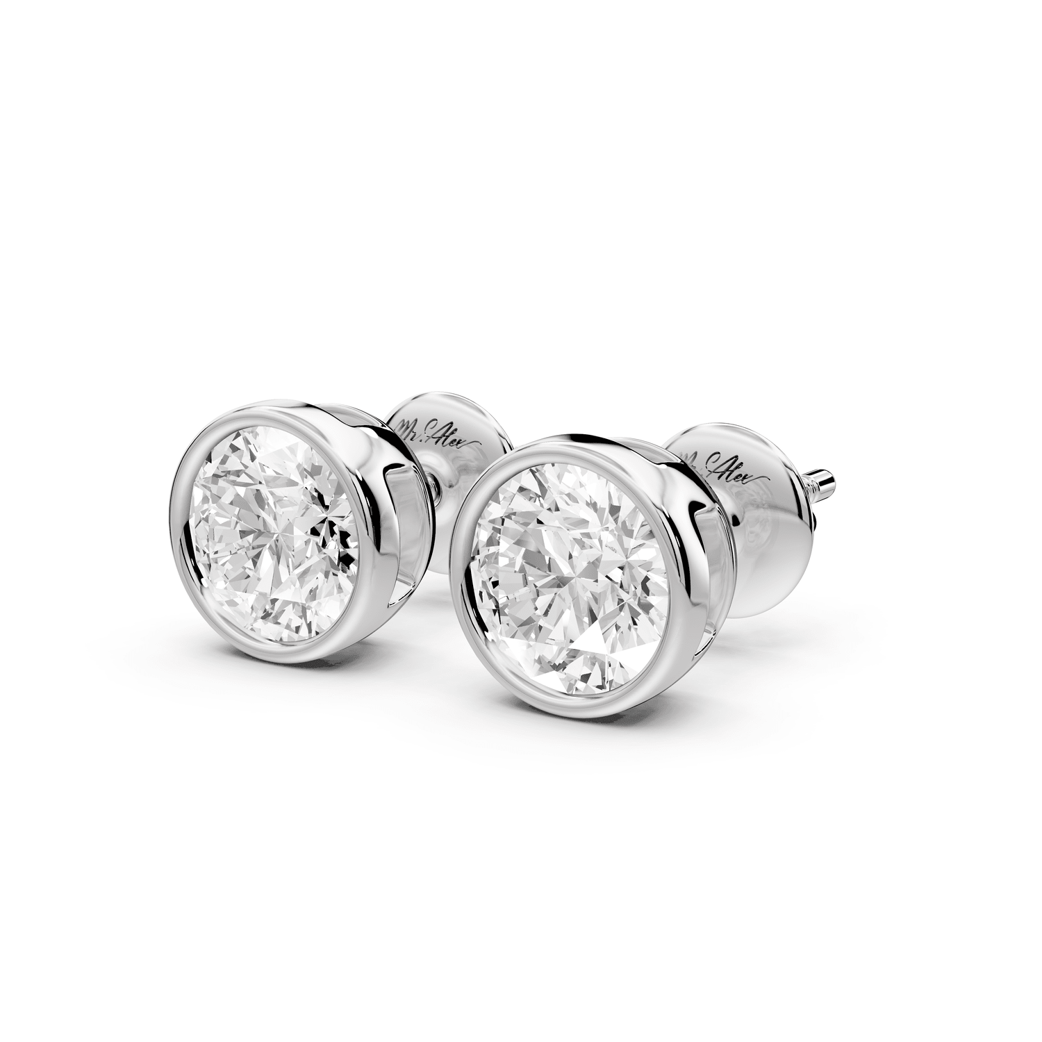 Noa - 2ct 14k white gold Round - Cut Diamond Stud Earrings - Mr. Alex Jewelry