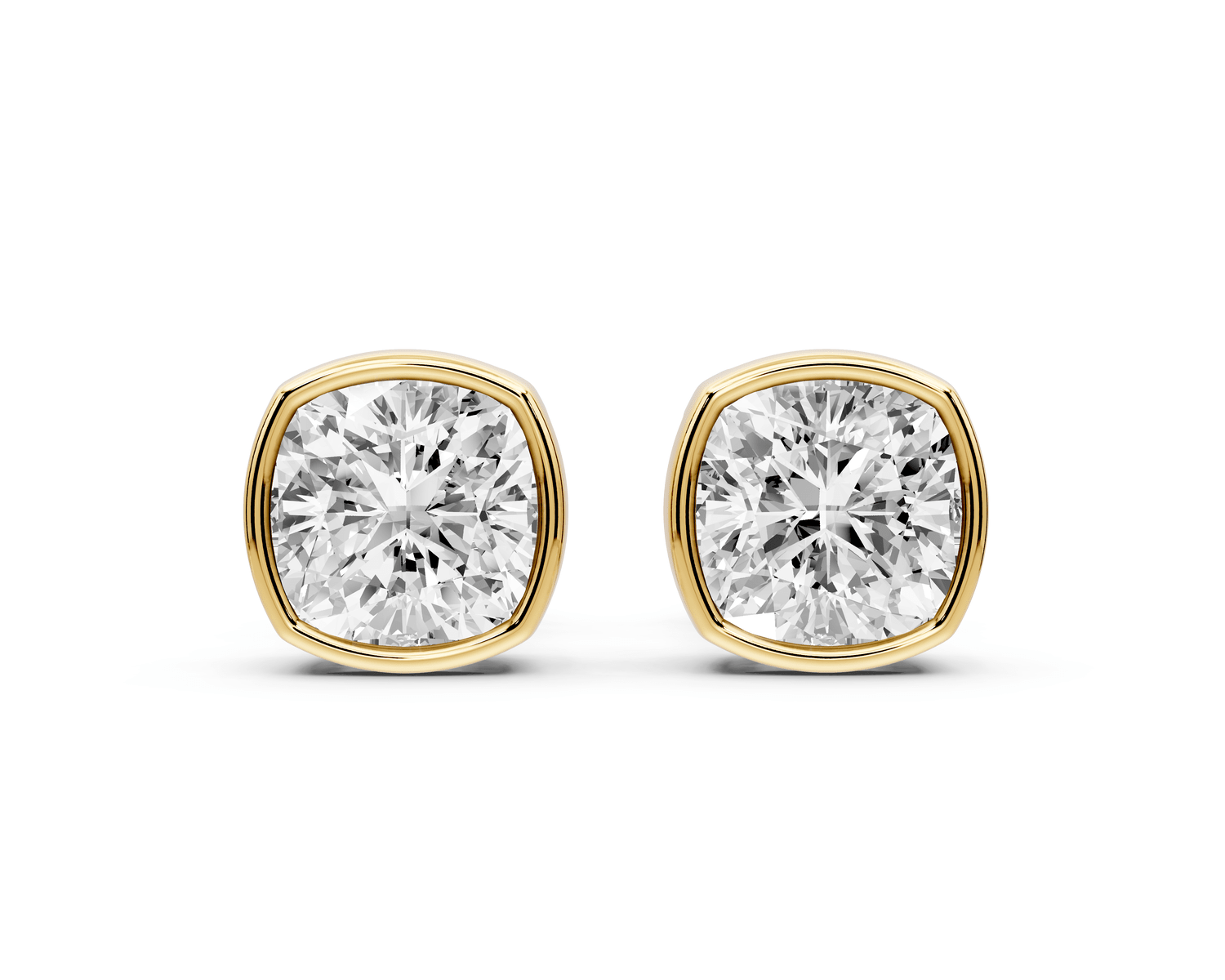 Noa - 2ct 14k yellow gold Cushion - Cut Diamond Stud Earrings - Mr. Alex Jewelry